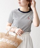【シップス フォー ウィメン/SHIPS】の【SHIPS any別注】PETIT BATEAU ロゴ プリント コンパクト ボーダー TEE 25SS ネイビー|ID: prp329100004526585 ipo3291000000032012432