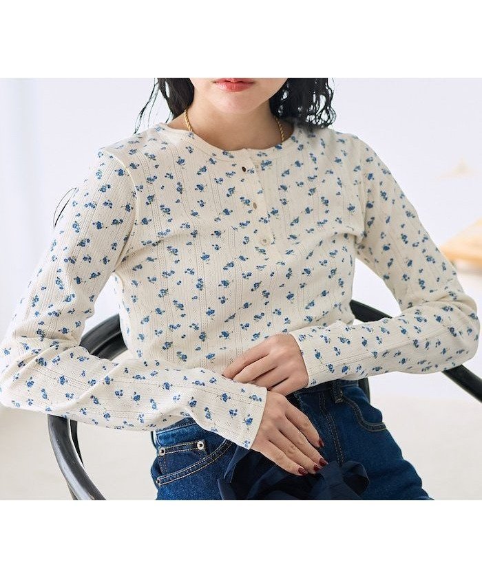 【フリークスストア/FREAK'S STORE】の花柄針抜きフライス ヘンリートップス 25SS インテリア・キッズ・メンズ・レディースファッション・服の通販 founy(ファニー) https://founy.com/ ファッション Fashion レディースファッション WOMEN トップス・カットソー Tops/Tshirt 花柄・フラワープリント・モチーフ Flower Patterns 2025年 2025 2025春夏・S/S Ss,Spring/Summer,2025 インナー Inner デニム Denim 夏 Summer 定番 Standard S/S・春夏 Ss・Spring/Summer |ID: prp329100004526610 ipo3291000000032012539