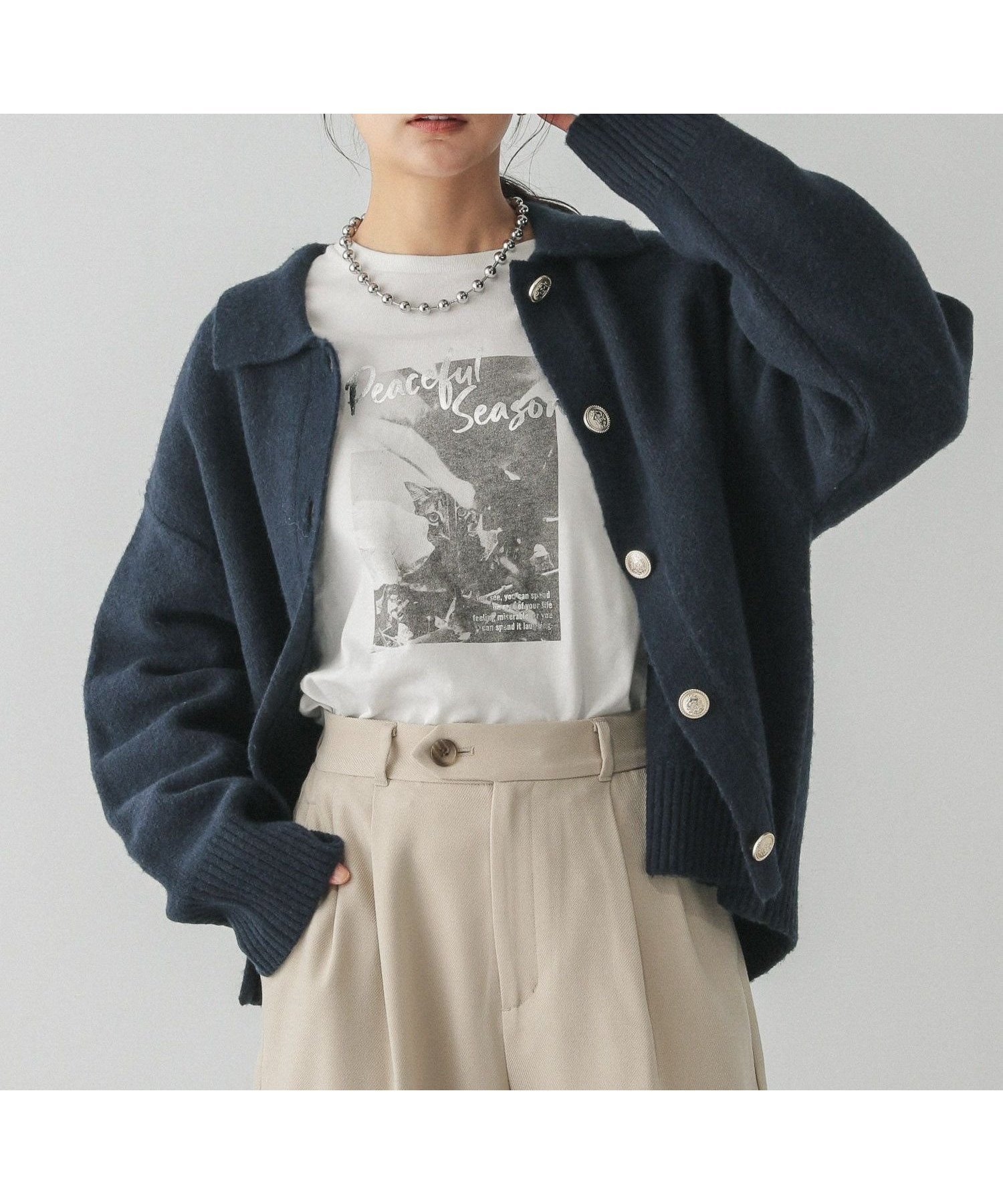 【グローバルワーク/GLOBAL WORK】のヘビロッTEEワイドプリント長袖/147641 インテリア・キッズ・メンズ・レディースファッション・服の通販 founy(ファニー) 　ファッション　Fashion　レディースファッション　Fashion for Women　トップス・カットソー　Cut & Sew Tops　ジャケット　Jacket, Outerwear　トレンド　Trend, Trending Now　プリント　Print, Printed Pattern　ワイド　Wide, Wide Fit　人気　Popular, Best Seller　抗菌　Antibacterial, Bacteria-Resistant　猫　Cat, Kitty　長袖　Long Sleeve, Full Sleeve　オフフォト05|ID: prp329100004526611 ipo3291000000033335643