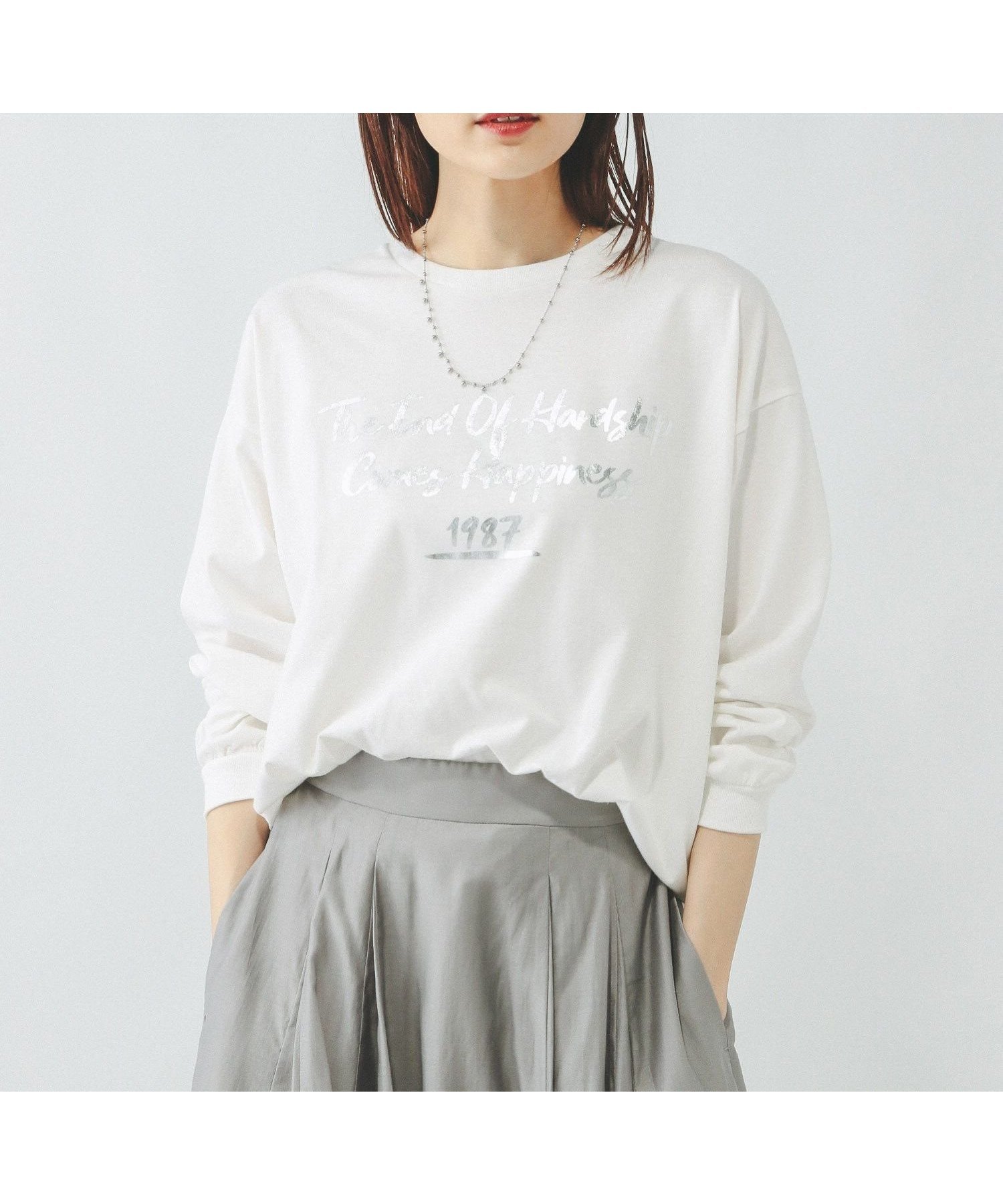 【グローバルワーク/GLOBAL WORK】のヘビロッTEEワイドプリント長袖/147641 インテリア・キッズ・メンズ・レディースファッション・服の通販 founy(ファニー) 　ファッション　Fashion　レディースファッション　Fashion for Women　トップス・カットソー　Cut & Sew Tops　ジャケット　Jacket, Outerwear　トレンド　Trend, Trending Now　プリント　Print, Printed Pattern　ワイド　Wide, Wide Fit　人気　Popular, Best Seller　抗菌　Antibacterial, Bacteria-Resistant　猫　Cat, Kitty　長袖　Long Sleeve, Full Sleeve　オフ箔プリント06|ID: prp329100004526611 ipo3291000000033335646