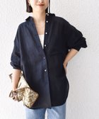 【シップス フォー ウィメン/SHIPS】の手洗い可能 IMPERIAL LINEN オーバー シャツ ネイビー|ID: prp329100004527184 ipo3291000000033799045
