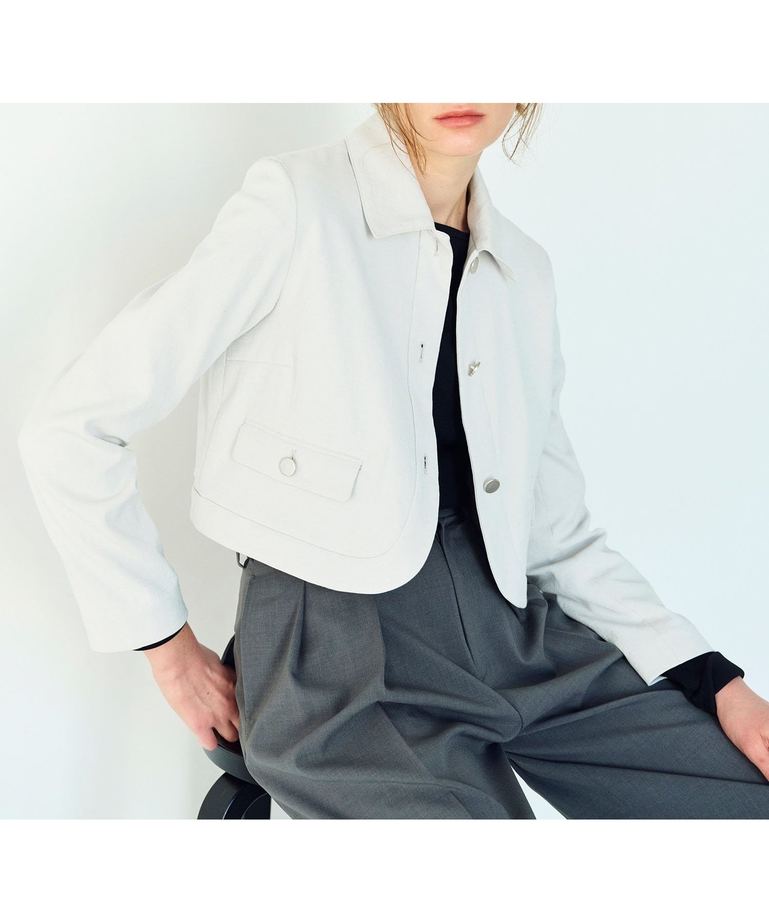 【ノーク/N.O.R.C】の【リネンオックス】ラウンドショートジャケット 人気、トレンドファッション・服の通販 founy(ファニー) 　ファッション　Fashion　レディースファッション　WOMEN　アウター　Coat Outerwear　ジャケット　Jackets　ショート　Short　ジャケット　Jacket　ストレッチ　Stretch　ベーシック　Basic　メタル　Metal　ラウンド　Round　吸水　Water Absorption　洗える　Washable　 other-1|ID: prp329100004527194 ipo3291000000032015515
