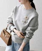 【シップス フォー ウィメン/SHIPS】のSHIPS any 手洗い可能 裏起毛 ビジュー クルーネック コンパクト プルオーバー ライトグレー|ID: prp329100004527197 ipo3291000000036309040