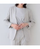 【インディヴィ/INDIVI】の【こなれSETUP/ストライプ柄】リネンライクノーカラージャケット 人気、トレンドファッション・服の通販 founy(ファニー) ファッション Fashion レディースファッション Ladies' Fashion Online アウター Coat Outerwear ジャケット Jackets ノーカラージャケット No Collar Leather Jackets おすすめ Recommend オックス Ox カーディガン Cardigan ジャケット Jacket ストライプ Stripe セットアップ Set Up トレンド Trend ボトム Bottom ポケット Pocket ワイド Wide thumbnail ライトグレー|ID: prp329100004527199 ipo3291000000032682886