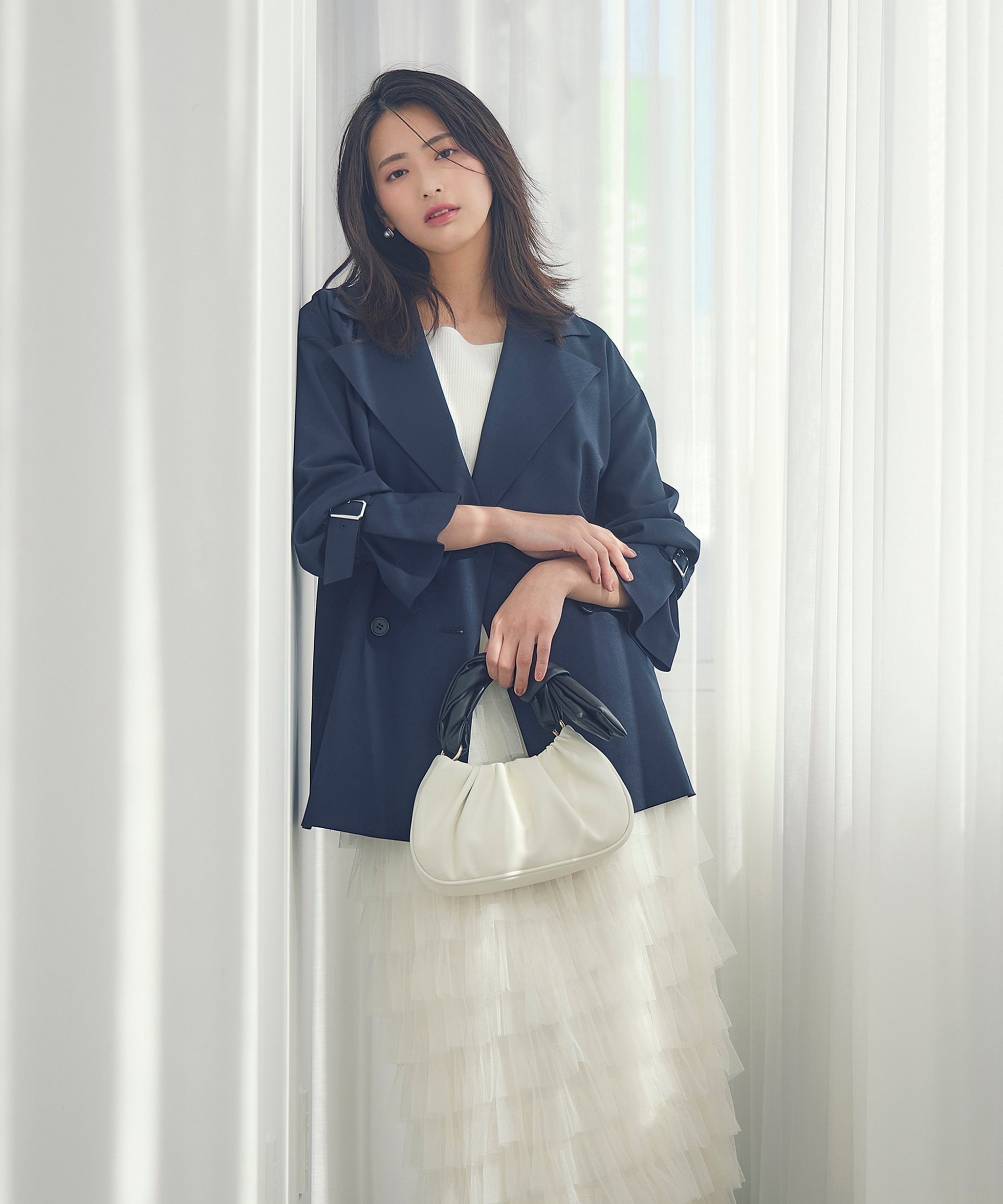 【プロポーション ボディドレッシング/PROPORTION BODY DRESSING】のミドル丈ルーズトレンチコート インテリア・キッズ・メンズ・レディースファッション・服の通販 founy(ファニー) 　ファッション　Fashion　レディースファッション　WOMEN　アウター　Coat Outerwear　コート　Coats　トレンチコート　Trench Coats　ミドル　Middle　ネイビー|ID: prp329100004527209 ipo3291000000032015586
