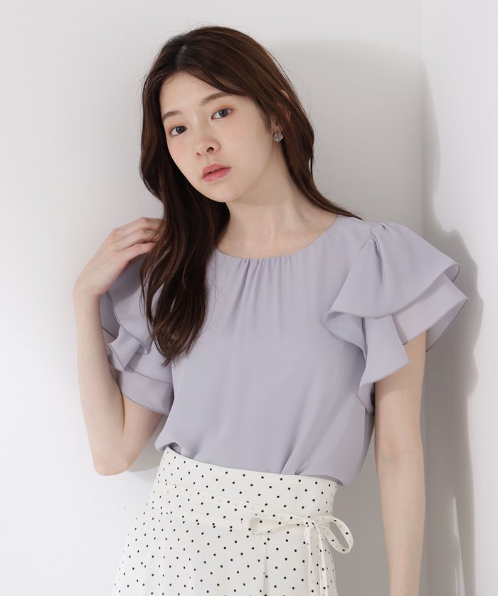 【プロポーション ボディドレッシング/PROPORTION BODY DRESSING】のダブルラッフルスリーブブラウス インテリア・キッズ・メンズ・レディースファッション・服の通販 founy(ファニー) https://founy.com/ ファッション Fashion レディースファッション Fashion for Women トップス・カットソー Cut & Sew Tops シャツ・ブラウス・オフィスカジュアル Elegant Blouses & Button-Ups フェミニン Feminine, Girly ラッフル Ruffle, Frill |ID: prp329100004527214 ipo3291000000032743732