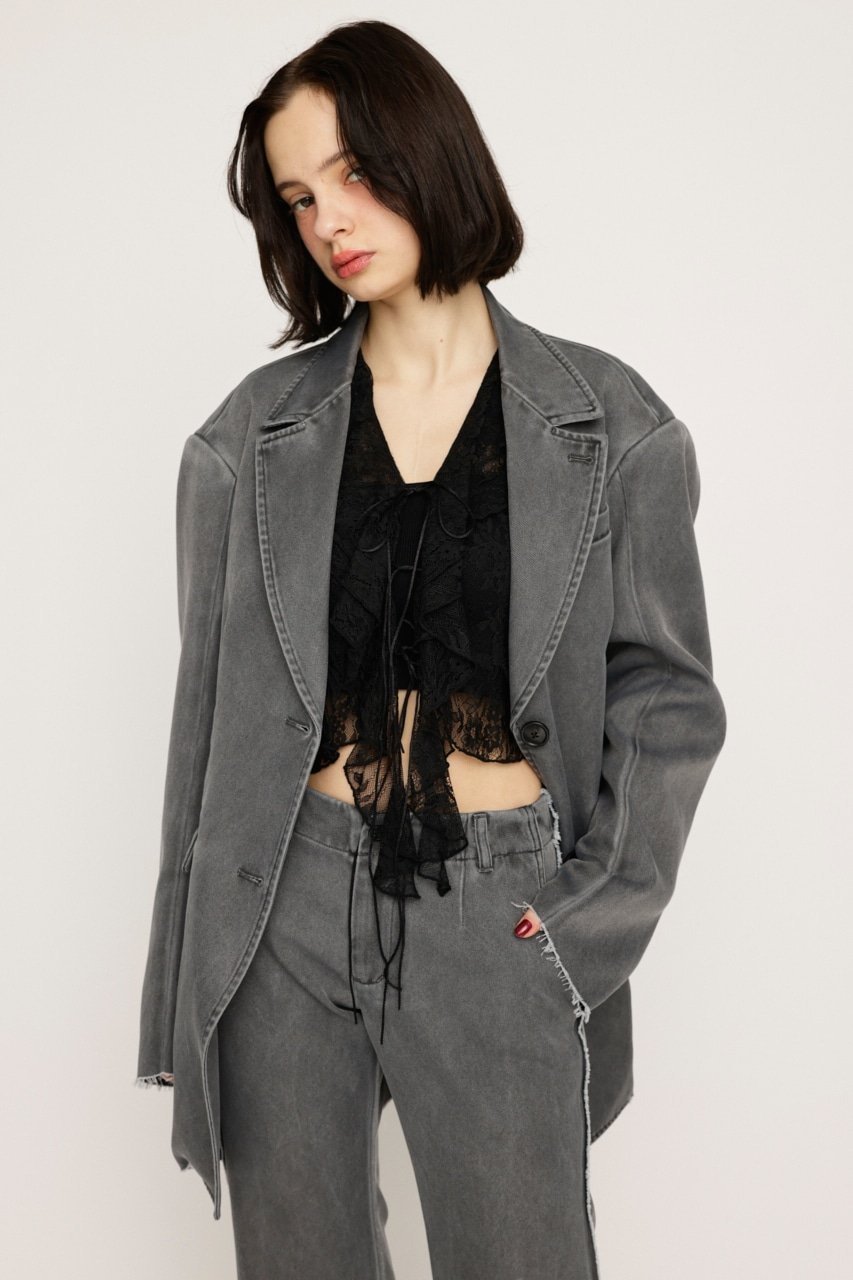 【スライ/SLY】のCUT OUT OVER ジャケット インテリア・キッズ・メンズ・レディースファッション・服の通販 founy(ファニー) 　ファッション　Fashion　レディースファッション　WOMEN　アウター　Coat Outerwear　ジャケット　Jackets　おすすめ　Recommend　ガーリー　Girly　ジャケット　Jacket　セットアップ　Set Up　プリント　Print　リラックス　Relax　GRY|ID: prp329100004527218 ipo3291000000032015619
