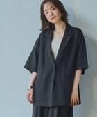 【コーエン/COEN】のリネンタッチ ポリエステル ハーフスリーブ ジャケット(セットアップ対応) BLACK|ID: prp329100004527244 ipo3291000000032660777