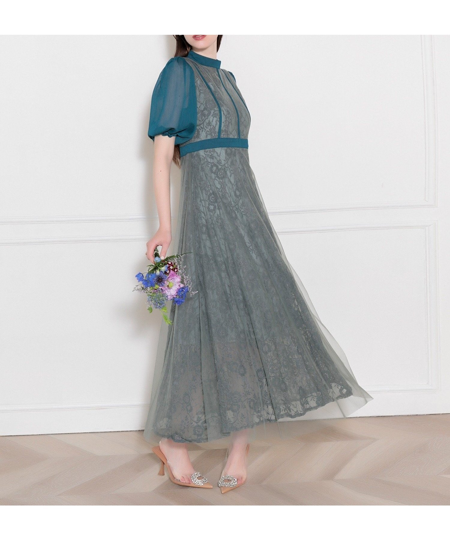 【その他のブランド/Other】のLeja-美脚効果ハイウエストチュールレース切り替えドレス結婚式(TV紹介アイテム) パーティードレス インテリア・キッズ・メンズ・レディースファッション・服の通販 founy(ファニー) 　ファッションモデル・俳優・女優　Models　女性　Women　横山由依　Yokoyama Yui　ファッション　Fashion　レディースファッション　WOMEN　ワンピース　Dress　ドレス　Party Dresses　アクセサリー　Accessories　シルバー　Silver　チュール　Tulle　ドレス　Dress　パール　Pearl　フォーマル　Formal　プリーツ　Pleats　ポーチ　Pouch　おすすめ　Recommend　結婚式　Wedding Ceremony　披露宴　Wedding Reception　二次会　Wedding Party　BLUE|ID: prp329100004527256 ipo3291000000032015776