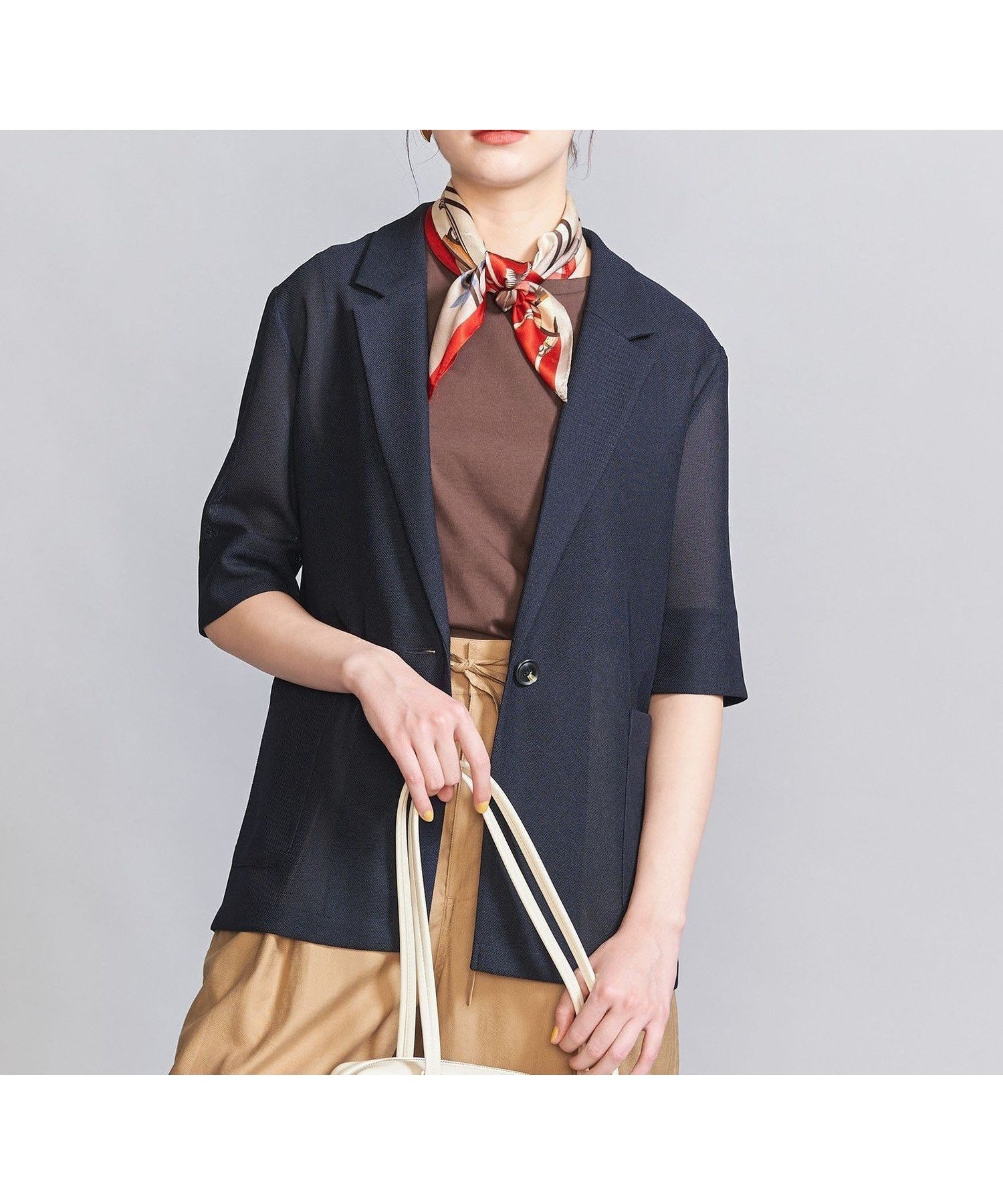 【ビューティ&ユース ユナイテッドアローズ/BEAUTY&YOUTH / UNITED ARROWS】の【WEB限定】メッシュ ハーフスリーブジャケット -ウォッシャブル- インテリア・キッズ・メンズ・レディースファッション・服の通販 founy(ファニー) 　ファッション　Fashion　レディースファッション　WOMEN　アウター　Coat Outerwear　ジャケット　Jackets　インナー　Inner　ウォッシャブル　Washable　カットソー　Cut And Sew　キャミソール　Camisole　シンプル　Simple　ジャケット　Jacket　スカーフ　Scarf　トレンド　Trend　ベーシック　Basic　ボトム　Bottom　半袖　Short Sleeve　メッシュ　Mesh　ルーズ　Loose　夏　Summer　ビジネス 仕事 通勤　Business　NAVY|ID: prp329100004527269 ipo3291000000032321280