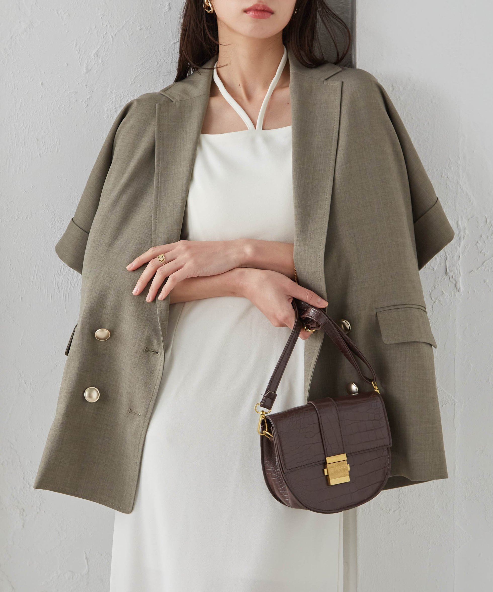 【ラナン/Ranan】のRanan/麻調ダブルボタンハーフスリーブジャケット 人気、トレンドファッション・服の通販 founy(ファニー) 　ファッション　Fashion　レディースファッション　WOMEN　アウター　Coat Outerwear　ジャケット　Jackets　ジャケット　Jacket　ダブル　Double　デニム　Denim　フラップ　Flap　ボックス　Box　ポケット　Pocket　リラックス　Relax　 other-1|ID: prp329100004527285 ipo3291000000032015887
