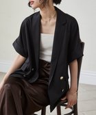 【ラナン/Ranan】のRanan/麻調ダブルボタンハーフスリーブジャケット 人気、トレンドファッション・服の通販 founy(ファニー) ファッション Fashion レディースファッション WOMEN アウター Coat Outerwear ジャケット Jackets ジャケット Jacket ダブル Double デニム Denim フラップ Flap ボックス Box ポケット Pocket リラックス Relax thumbnail ブラック|ID: prp329100004527285 ipo3291000000032015893