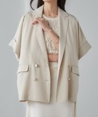【ラナン/Ranan】のRanan/麻調ダブルボタンハーフスリーブジャケット ベージュ|ID: prp329100004527285 ipo3291000000033485614