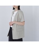 【ナチュラル ビューティー ベーシック/NATURAL BEAUTY BASIC】のリネンライクツイルシリーズ ハーフスリーブジャケット ライトカーキ|ID: prp329100004527295 ipo3291000000032628464