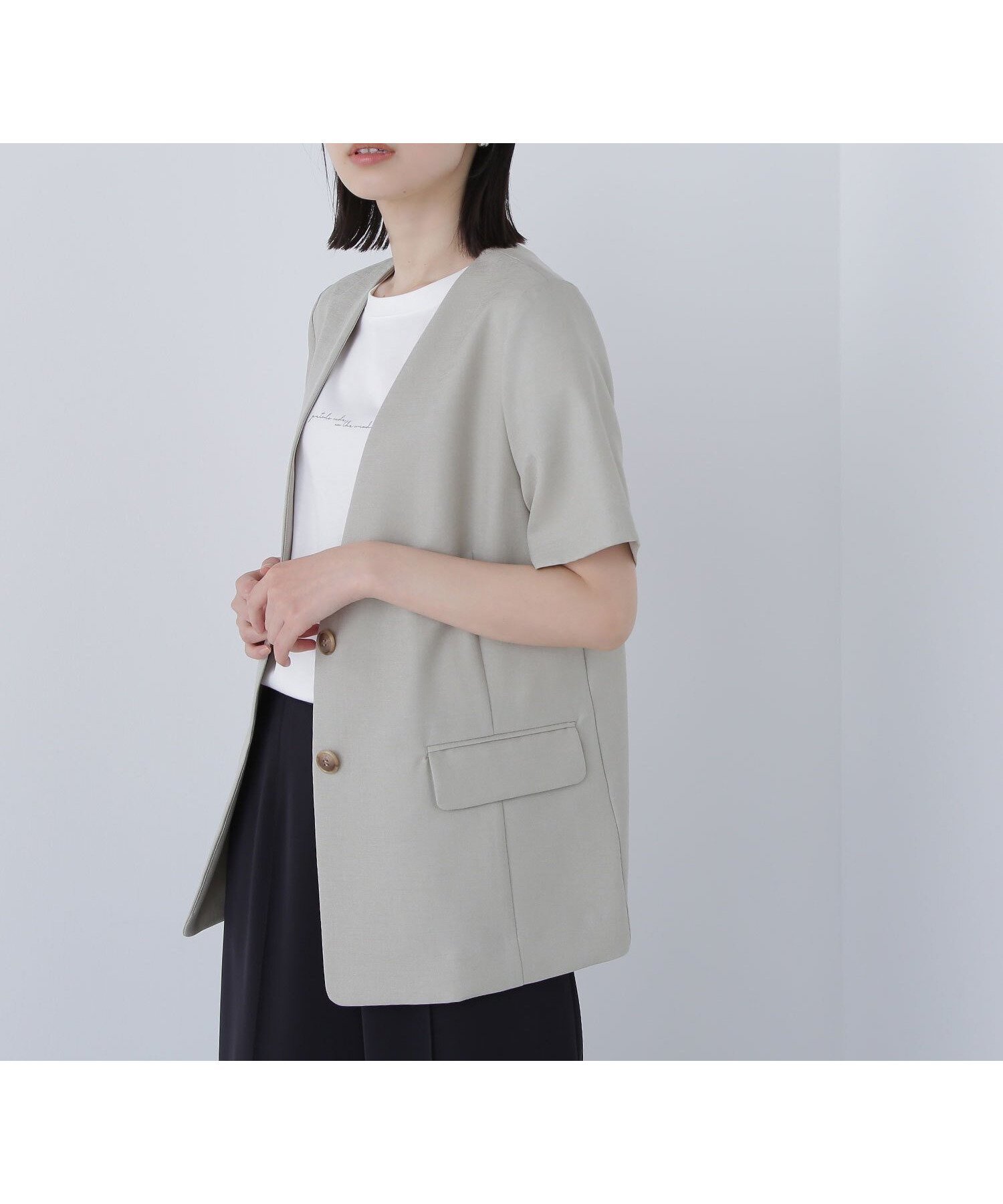 【ナチュラル ビューティー ベーシック/NATURAL BEAUTY BASIC】のリネンライクツイルシリーズ ハーフスリーブジャケット インテリア・キッズ・メンズ・レディースファッション・服の通販 founy(ファニー) 　雑誌掲載アイテム　Magazine Items　ファッション雑誌　Fashion Magazines　オッジ　Oggi　ファッション　Fashion　レディースファッション　Ladies' Fashion Online　アウター　Coat Outerwear　ジャケット　Jackets　ジャケット　Jacket　セットアップ　Set Up　ベスト　Vest　半袖　Short Sleeve　雑誌　Magazine　ライトカーキ|ID: prp329100004527295 ipo3291000000032628464