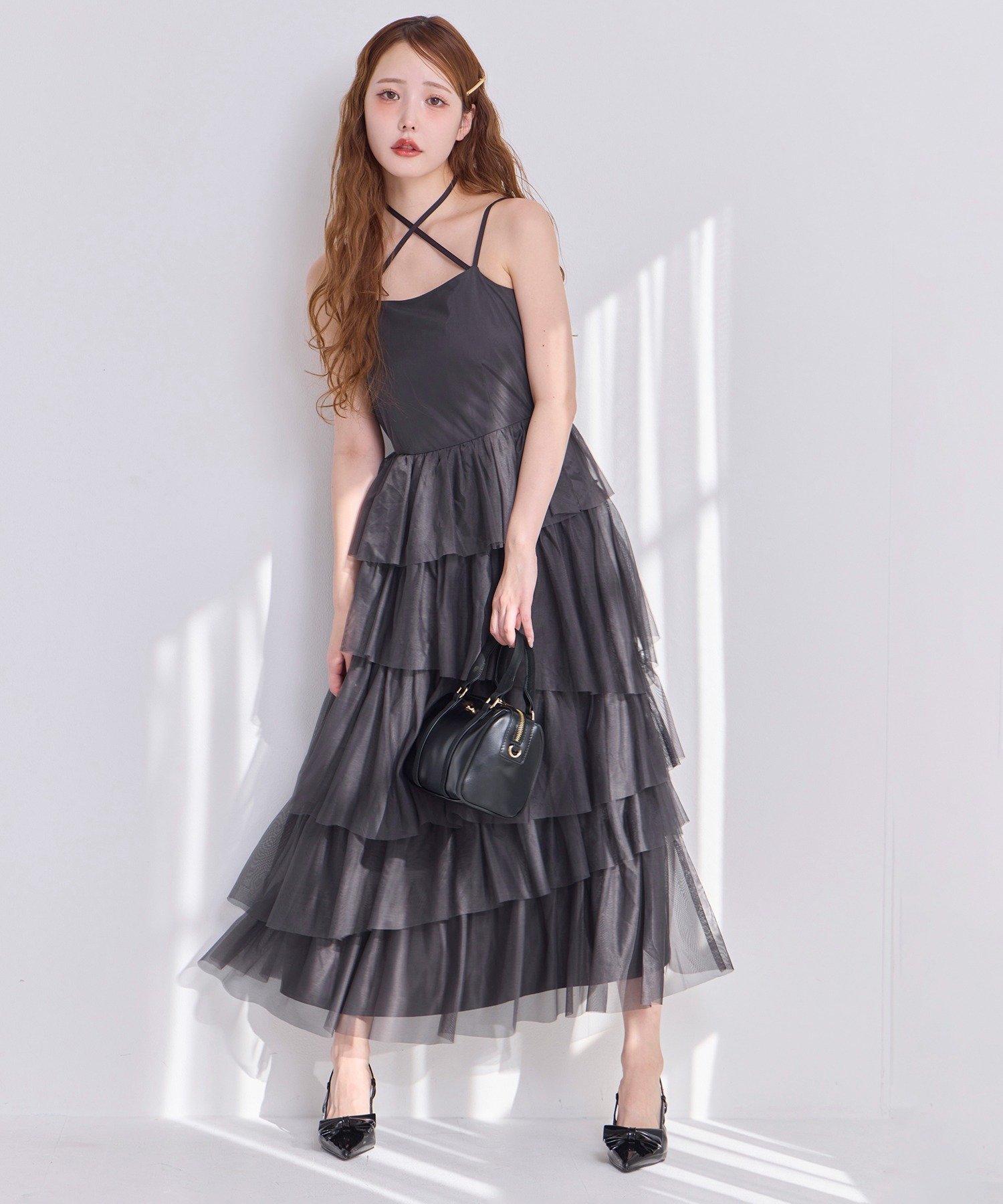 【ナイスクラップ/NICE CLAUP】のティアードフリルキャミワンピース 人気、トレンドファッション・服の通販 founy(ファニー) 　ファッション　Fashion　レディースファッション　Ladies' Fashion Online　ワンピース　Dress　キャミワンピース　No Sleeve Dresses　2025年　2025　2025春夏・S/S　Ss,Spring/Summer,2025　おすすめ　Recommend　カーディガン　Cardigan　シャーリング　Shirring　ショート　Short　ジャケット　Jacket　チュール　Tulle　ティアードワンピース　Tiered Dress　バランス　Balance　フリル　Frills　 other-1|ID: prp329100004527308 ipo3291000000032622252