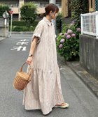 【コーナーズ/CORNERS】の【CORNERS by KR】サイドギャザーシャツワンピース ベージュ×ホワイト|ID: prp329100004527329 ipo3291000000032016095