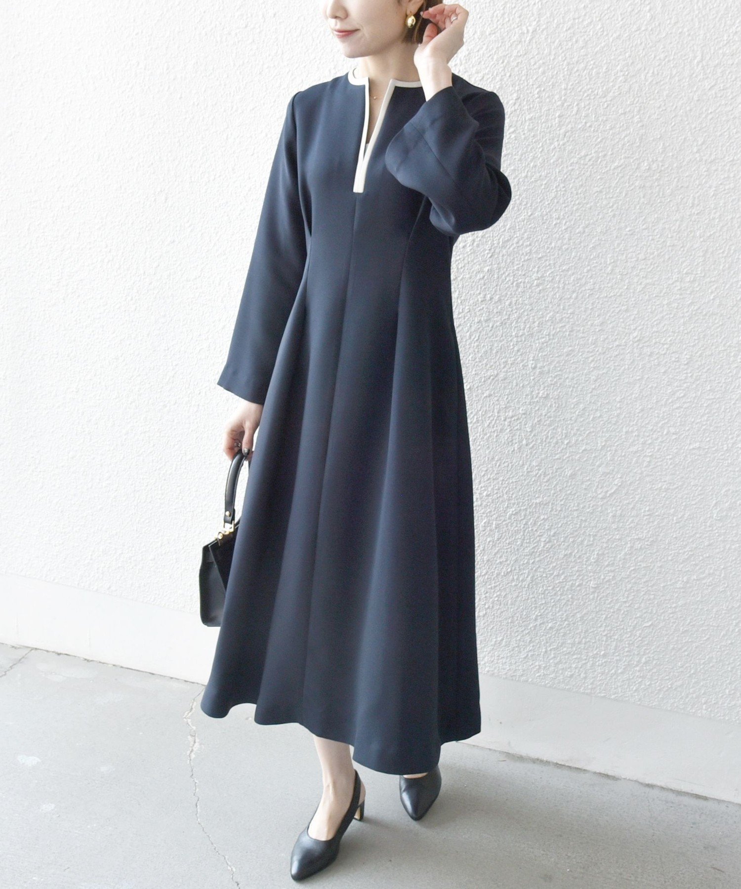 【シップス フォー ウィメン/SHIPS】のSHIPS any ダブルクロス ウエスト タック Aライン ワンピース NAVY BLUE インテリア・キッズ・メンズ・レディースファッション・服の通販 founy(ファニー) 　ファッション　Fashion　レディースファッション　WOMEN　ワンピース　Dress　アクセサリー　Accessories　オケージョン　Occasion　洗える　Washable　シェイプ　Shape　ダブル　Double　人気　Popularity　フェミニン　Feminine　フォーマル　Formal　フレア　Flare　おすすめ　Recommend　エレガント 上品　Elegant　2025年　2025　2025春夏・S/S　Ss,Spring/Summer,2025　ネイビー|ID: prp329100004527342 ipo3291000000032379388