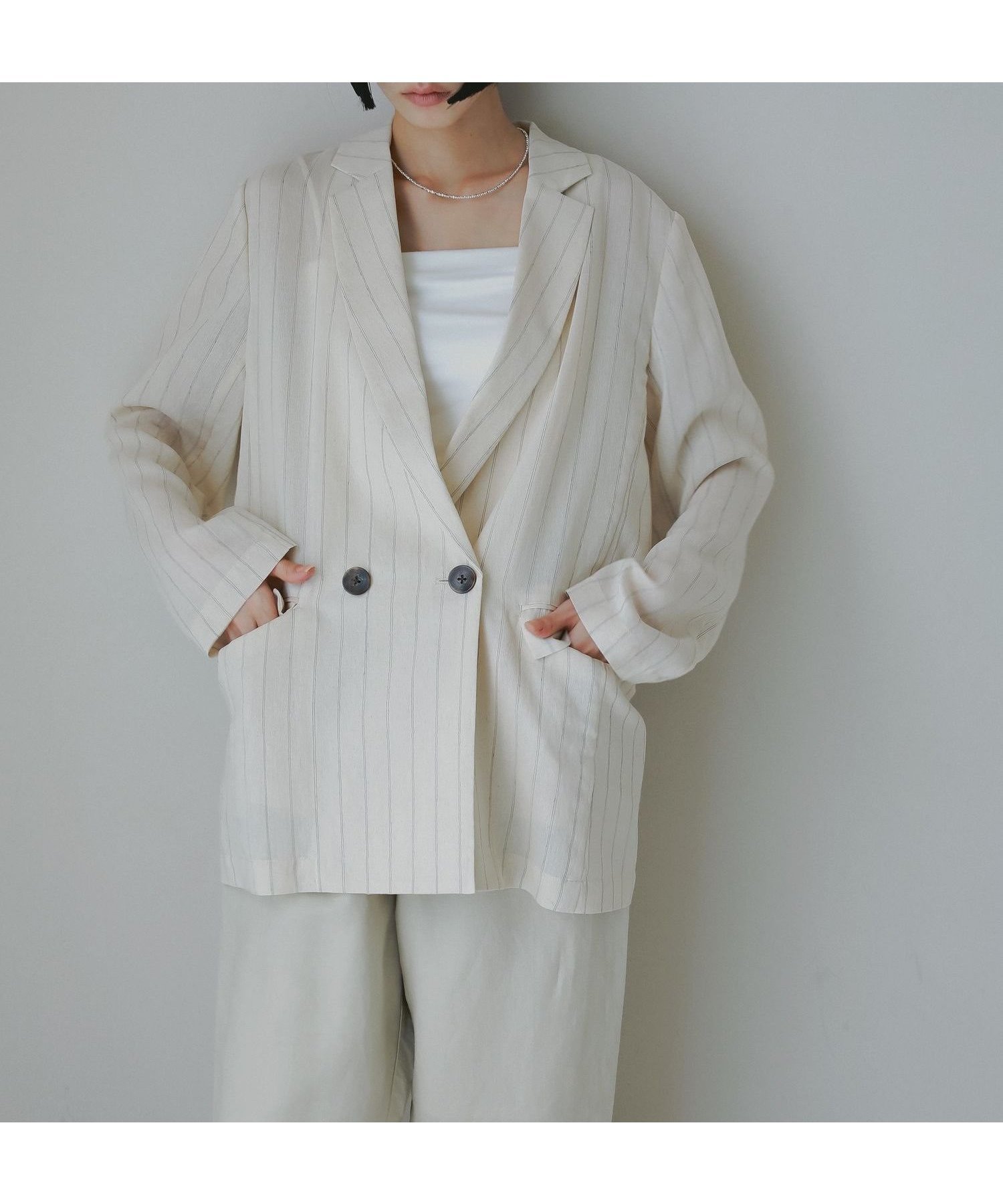 【その他のブランド/Other】のシアーWジャケット インテリア・キッズ・メンズ・レディースファッション・服の通販 founy(ファニー) 　ファッション　Fashion　レディースファッション　Fashion for Women　アウター　Coat / Outerwear Collection　レディースジャケット・軽アウター　Jackets　インナー　Innerwear　シアー　Sheer, See-Through　ジャケット　Jacket, Outerwear　タンク　Tank Top, Sleeveless Top　デニム　Denim, Jeans Material　エレガント 上品　Elegant　夏　Summer　ストライプベージュ52|ID: prp329100004527351 ipo3291000000032647085