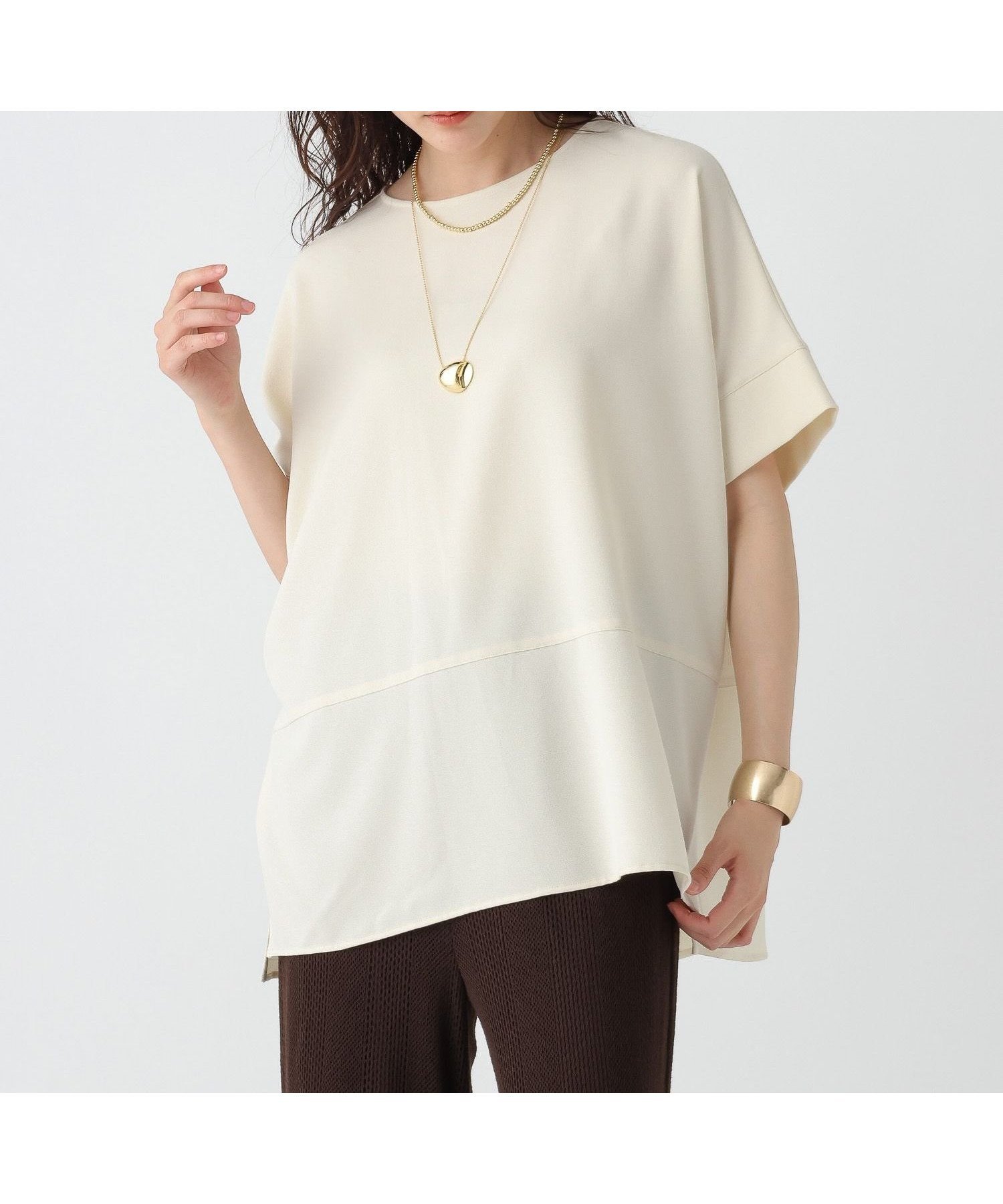 【エルーラ/Elura】のサラサラリラクシーTブラウス/321530 インテリア・キッズ・メンズ・レディースファッション・服の通販 founy(ファニー) 　ファッション　Fashion　レディースファッション　Fashion for Women　トップス・カットソー　Cut & Sew Tops　シャツ・ブラウス・オフィスカジュアル　Elegant Blouses & Button-Ups　おすすめ　Recommended / Our Picks　ジョーゼット　Georgette, Semi-Sheer Fabric　セットアップ　Set-Up, Coordinated Outfit　ボトム　Bottoms, Lower Wear　ワイド　Wide, Wide Fit　夏　Summer　定番　Standard, Basic Item　旅行　Travel　オフホワイト05|ID: prp329100004527353 ipo3291000000032652167