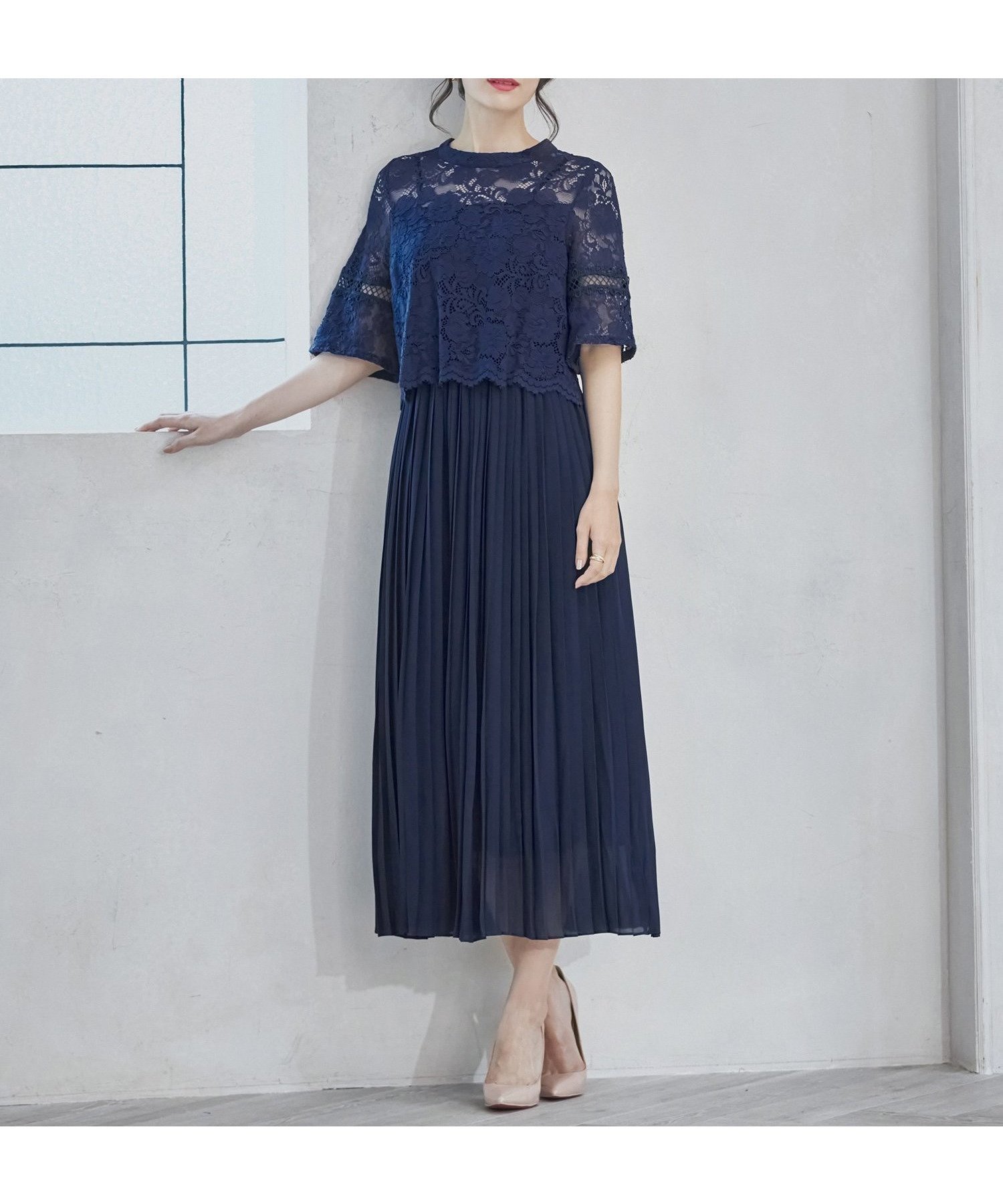 【ドレス/DRESS+】のワンピース ドレス レース プリーツ パーティードレス 結婚式 インテリア・キッズ・メンズ・レディースファッション・服の通販 founy(ファニー) 　ファッション　Fashion　レディースファッション　WOMEN　ワンピース　Dress　ドレス　Party Dresses　インナー　Inner　エレガント 上品　Elegant　オケージョン　Occasion　シェイプ　Shape　シンプル　Simple　スリーブ　Sleeve　ドッキング　Docking　ドレス　Dress　パープル　Purple　フェミニン　Feminine　フォーマル　Formal　プリーツ　Pleats　ミモレ　Mimore　リボン　Ribbon　レース　Race　セレモニー　Ceremony　入学式　Entrance Ceremony　卒業式　Graduation Ceremony　結婚式　Wedding Ceremony　披露宴　Wedding Reception　二次会　Wedding Party　ネイビー|ID: prp329100004527372 ipo3291000000032262415