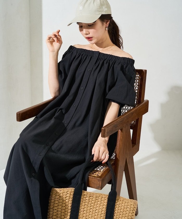 【フリークスストア/FREAK'S STORE】のインド 2WAY オフショルダー 前開き 半袖 ワンピース【限定展開】 25SS インテリア・キッズ・メンズ・レディースファッション・服の通販 founy(ファニー) 　ファッション　Fashion　レディースファッション　WOMEN　ワンピース　Dress　2025年　2025　2025春夏・S/S　Ss,Spring/Summer,2025　インド　India　オフショル　Off Shoulder　オフショルダー　Off Shoulder　スリーブ　Sleeve　リネン　Linen　半袖　Short Sleeve　夏　Summer　春　Spring　S/S・春夏　Ss・Spring/Summer　ブラック|ID: prp329100004527391 ipo3291000000032089796