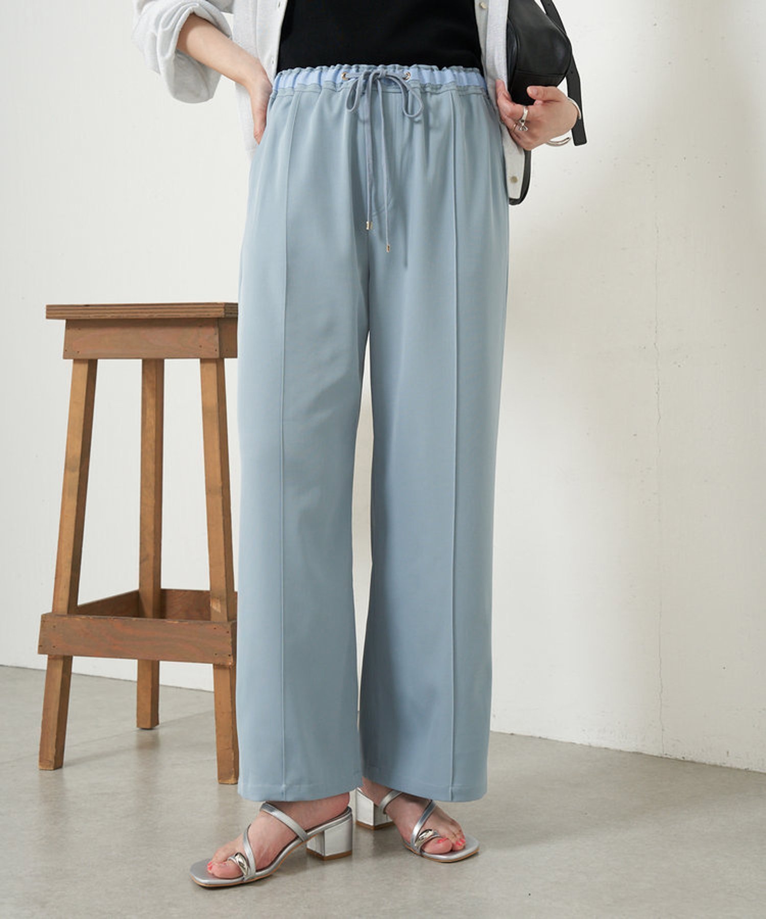 【ジェナ エスパス メルヴェイユ/Jena espace merveilleux】の【新色登場】【-3kg見え/サイズ展開あり/美脚】トロミイージーパンツ インテリア・キッズ・メンズ・レディースファッション・服の通販 founy(ファニー) 　ファッション　Fashion　レディースファッション　Fashion for Women　パンツ　Pants & Trousers　スマート　Smart, Elegant　フロント　Front, Front Design　ベーシック　Basic, Essential　楽ちん　Easy Fit, Comfortable　再入荷　Restock / Back in Stock　おすすめ　Recommended / Our Picks　エレガント 上品　Elegant　スカイブルー|ID: prp329100004527396 ipo3291000000033372135