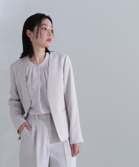 【ナチュラル ビューティー ベーシック/NATURAL BEAUTY BASIC】のドビーツイル SETUP ノーカラージャケット 人気、トレンドファッション・服の通販 founy(ファニー) ファッション Fashion レディースファッション WOMEN アウター Coat Outerwear ジャケット Jackets ノーカラージャケット No Collar Leather Jackets おすすめ Recommend シェイプ Shape ジャケット Jacket スリット Slit スーツ Suit ツイル Twill |ID:prp329100004527418