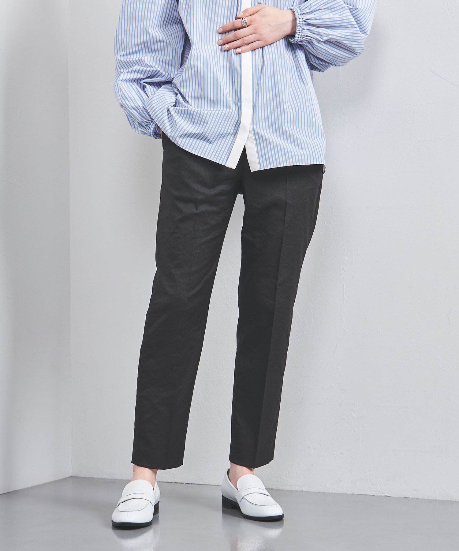 【ユナイテッドアローズ/UNITED ARROWS】のシャイニー スリム パンツ インテリア・キッズ・メンズ・レディースファッション・服の通販 founy(ファニー) 　ファッション　Fashion　レディースファッション　Ladies' Fashion Online　パンツ　Pants　ヴィンテージ　Vintage　春　Spring　シャイニー　Shiny　シューズ　Shoes　ストレッチ　Stretch　スリム　Slim　スリーブ　Sleeve　人気　Popularity　フラット　Flat　ペプラム　Peplum　ポケット　Pocket　S/S・春夏　Ss・Spring/Summer　夏　Summer　BLACK|ID: prp329100004527422 ipo3291000000032604436
