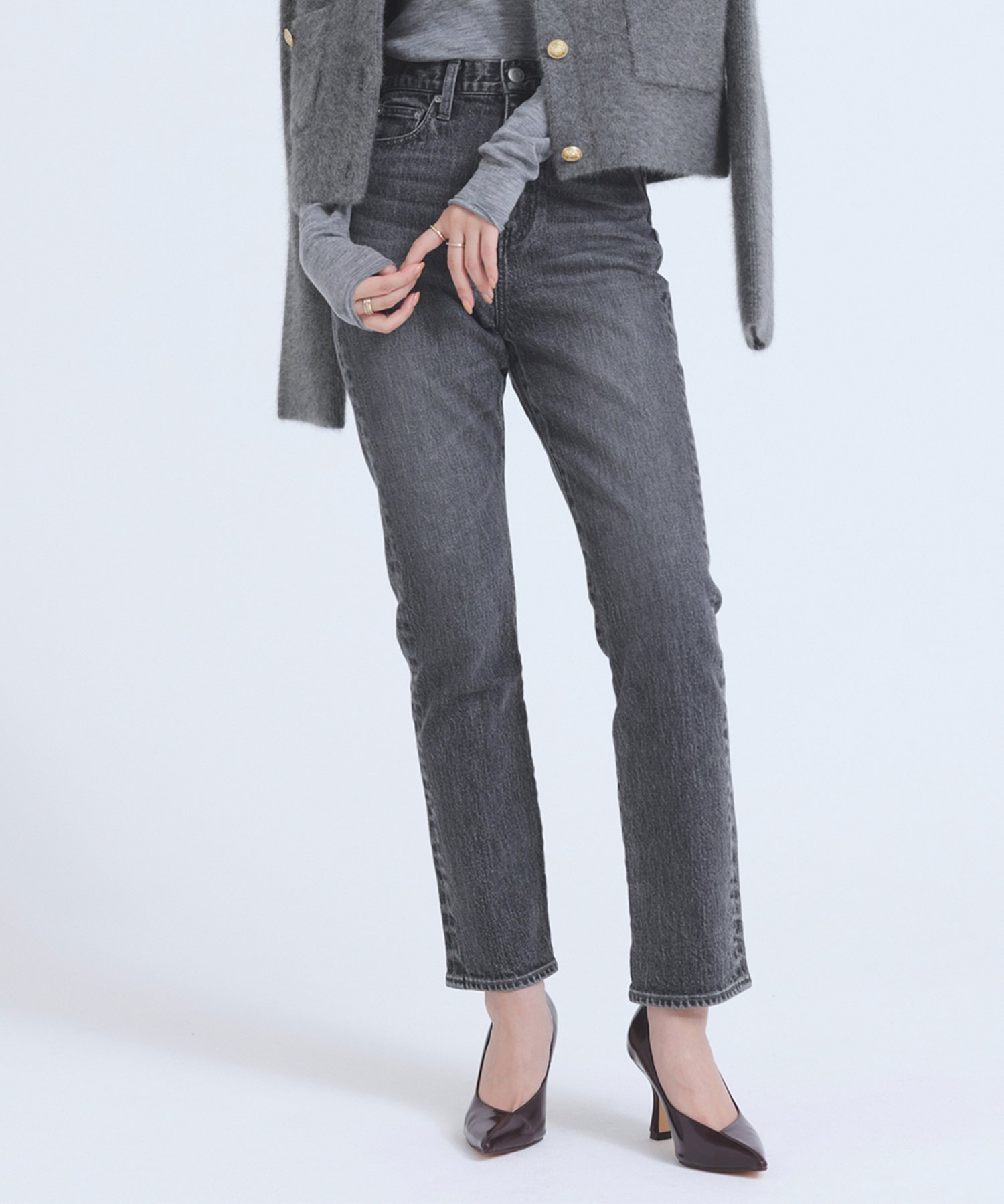 【アニュアンス/anuans】のSlim straight denim インテリア・キッズ・メンズ・レディースファッション・服の通販 founy(ファニー) 　ファッション　Fashion　レディースファッション　Ladies' Fashion Online　デニム　Denim　ベーシック　Basic　GREY|ID: prp329100004527434 ipo3291000000032683212