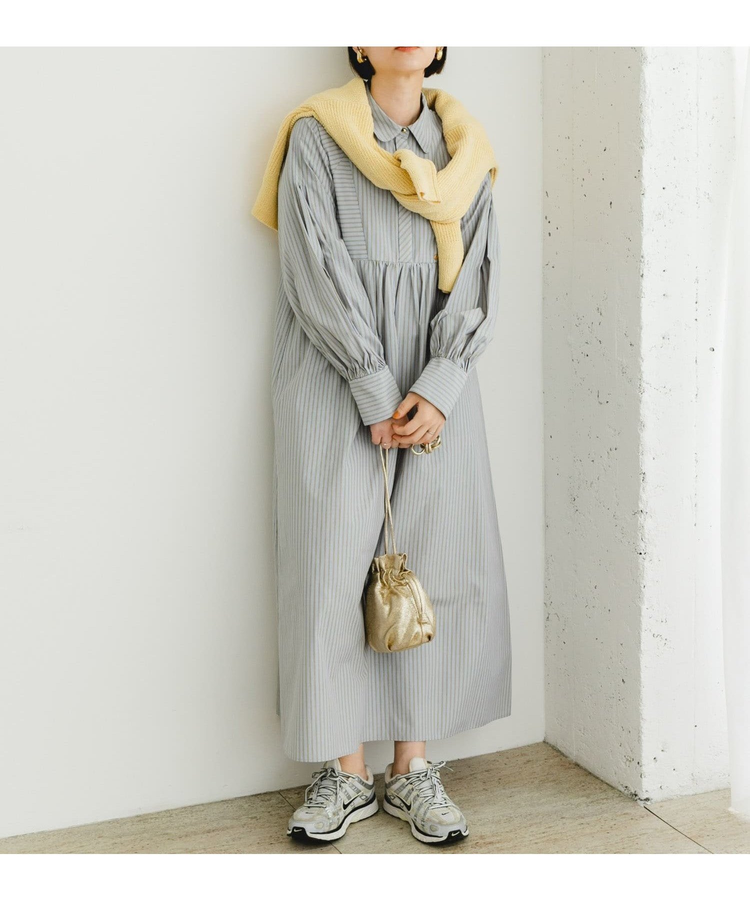 【アーバンリサーチ ロッソ/URBAN RESEARCH ROSSO】のF by ROSSO カラーストライプシャツワンピース インテリア・キッズ・メンズ・レディースファッション・服の通販 founy(ファニー) 　ファッション　Fashion　レディースファッション　WOMEN　ワンピース　Dress　シャツワンピース　Shirt Dresses　2025年　2025　2025春夏・S/S　Ss,Spring/Summer,2025　ギャザー　Gather　クラシカル　Classical　ストライプ　Stripe　タートルネック　Turtleneck　チャーム　Charm　フレア　Flare　ロング　Long　夏　Summer　春　Spring　S/S・春夏　Ss・Spring/Summer　BLUE×BRN|ID: prp329100004527441 ipo3291000000032016550