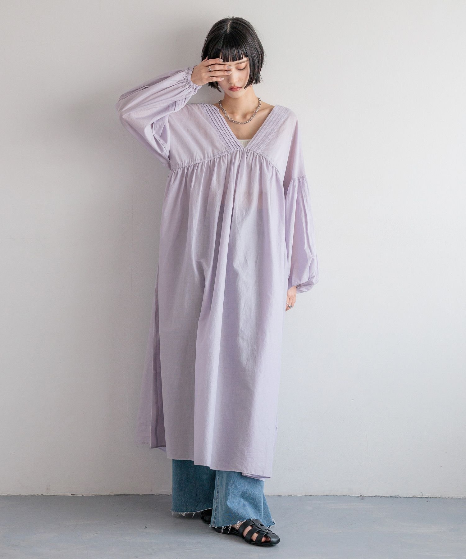 【ローリーズファーム/LOWRYS FARM】のボイルギャザーワンピース インテリア・キッズ・メンズ・レディースファッション・服の通販 founy(ファニー) 　ファッション　Fashion　レディースファッション　Fashion for Women　ワンピース　Dresses　おすすめ　Recommended / Our Picks　ギャザー　Gathered, Ruffled　サンダル　Sandals, Summer Shoes　シアー　Sheer, See-Through　デニム　Denim, Jeans Material　ボトム　Bottoms, Lower Wear　夏　Summer　春　Spring　S/S・春夏　SS, Spring/Summer, Warm Season　パープル5|ID: prp329100004527471 ipo3291000000032783651