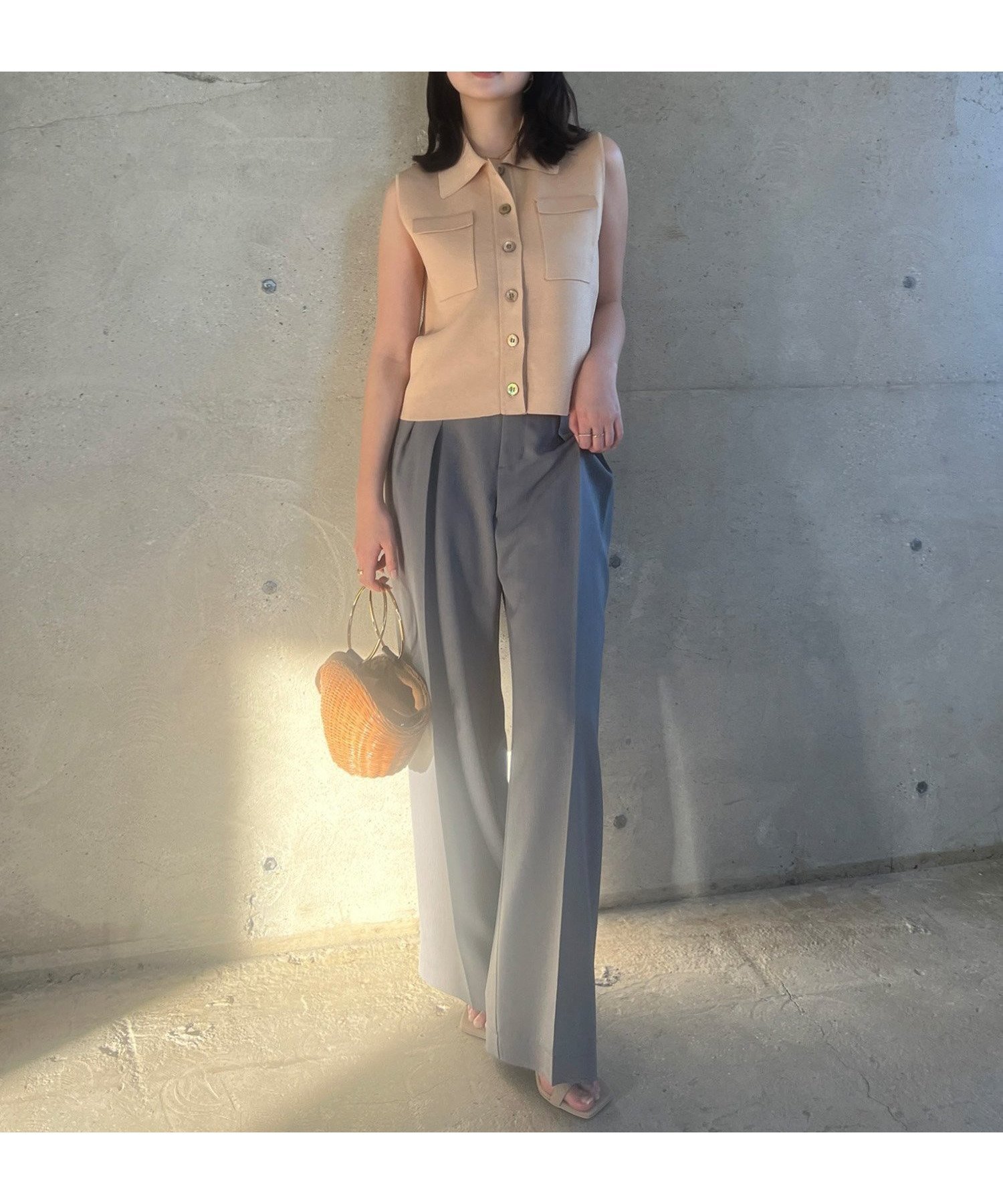 【アニュアンス/anuans】のツータックワイドパンツ インテリア・キッズ・メンズ・レディースファッション・服の通販 founy(ファニー) 　ファッション　Fashion　レディースファッション　Ladies' Fashion Online　パンツ　Pants　ジャージ　Jersey　スーツ　Suit　パイピング　Piping　フロント　Front　GREY|ID: prp329100004527478 ipo3291000000032629063