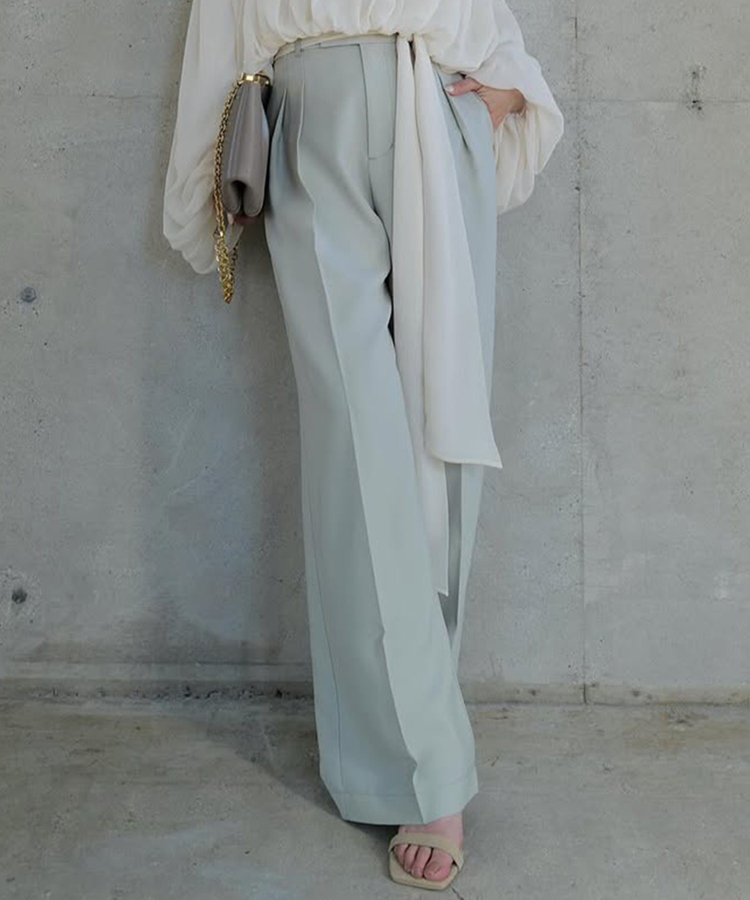 【アニュアンス/anuans】のツータックワイドパンツ インテリア・キッズ・メンズ・レディースファッション・服の通販 founy(ファニー) 　ファッション　Fashion　レディースファッション　Ladies' Fashion Online　パンツ　Pants　ジャージ　Jersey　スーツ　Suit　パイピング　Piping　フロント　Front　MINT|ID: prp329100004527478 ipo3291000000032629066
