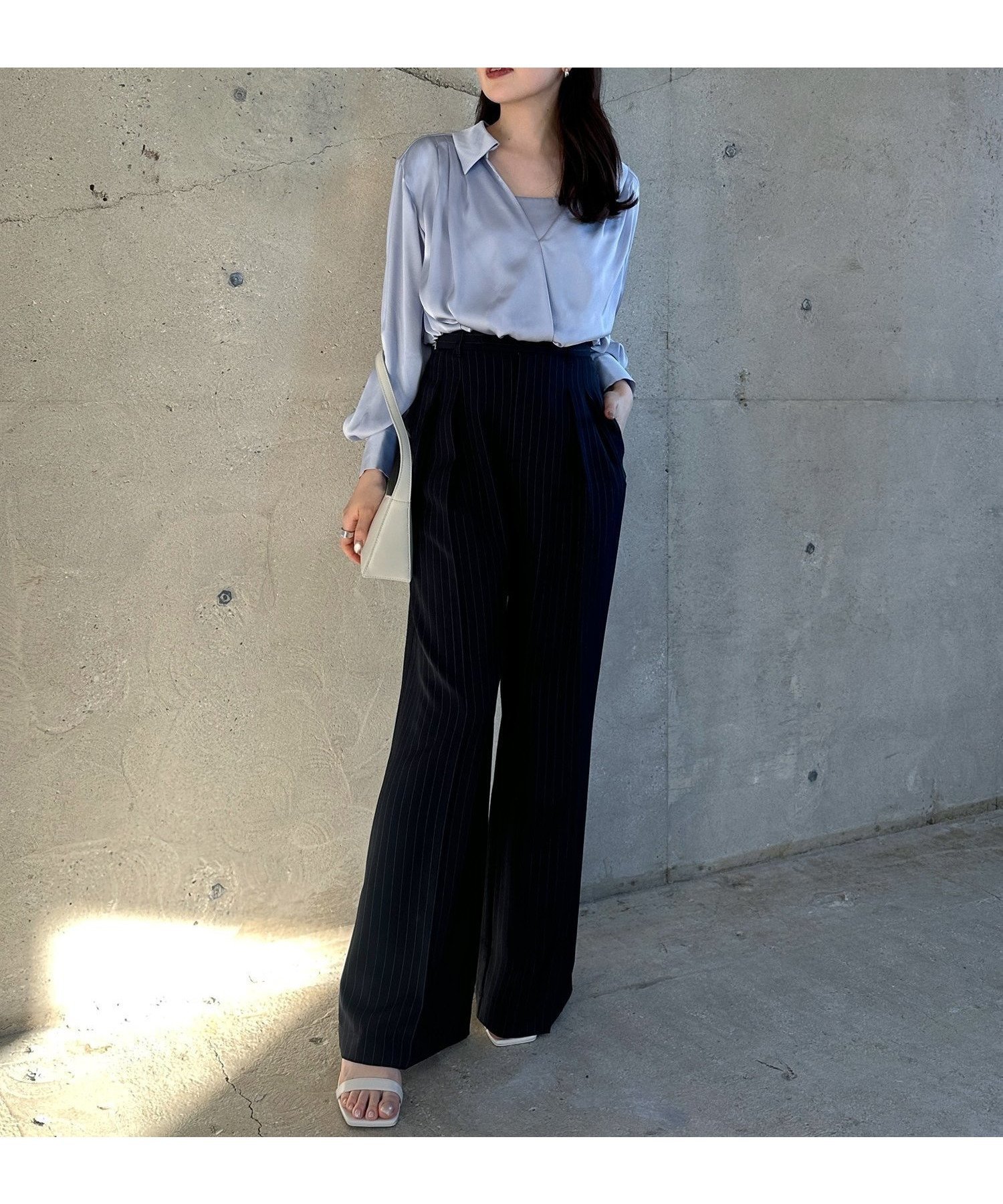 【アニュアンス/anuans】のツータックワイドパンツ インテリア・キッズ・メンズ・レディースファッション・服の通販 founy(ファニー) 　ファッション　Fashion　レディースファッション　Ladies' Fashion Online　パンツ　Pants　ジャージ　Jersey　スーツ　Suit　パイピング　Piping　フロント　Front　STRIPE|ID: prp329100004527478 ipo3291000000032629067
