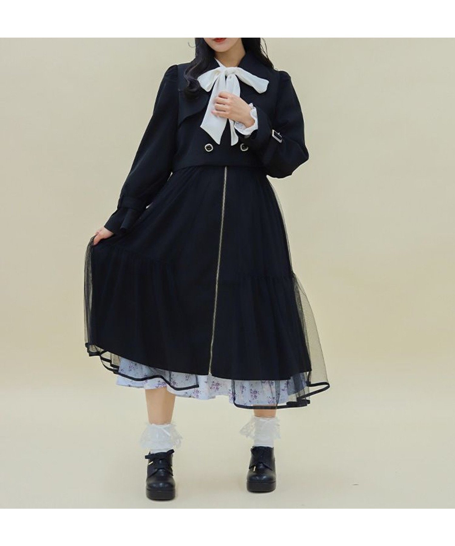 【アクシーズファム/axes femme】の3wayトレンチコート インテリア・キッズ・メンズ・レディースファッション・服の通販 founy(ファニー) 　ファッション　Fashion　レディースファッション　WOMEN　アウター　Coat Outerwear　コート　Coats　トレンチコート　Trench Coats　おすすめ　Recommend　チュール　Tulle　フロント　Front　春　Spring　黒|ID: prp329100004527482 ipo3291000000032016708