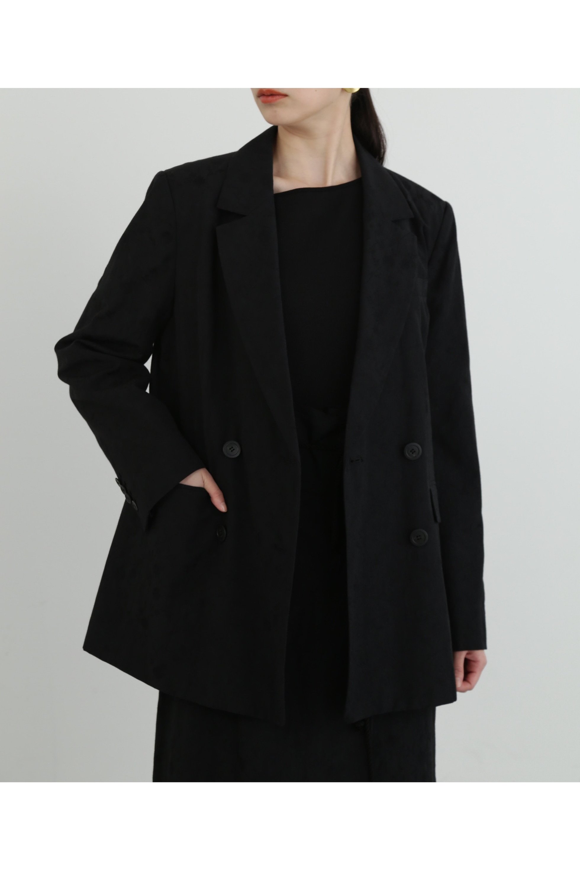 【ジルスチュアート/JILL STUART】のフラワージャガードジャケット インテリア・キッズ・メンズ・レディースファッション・服の通販 founy(ファニー) 　ファッション　Fashion　レディースファッション　WOMEN　アウター　Coat Outerwear　ジャケット　Jackets　セットアップ　Set Up　無地　Plain Color　ブラック|ID: prp329100004527506 ipo3291000000032016818