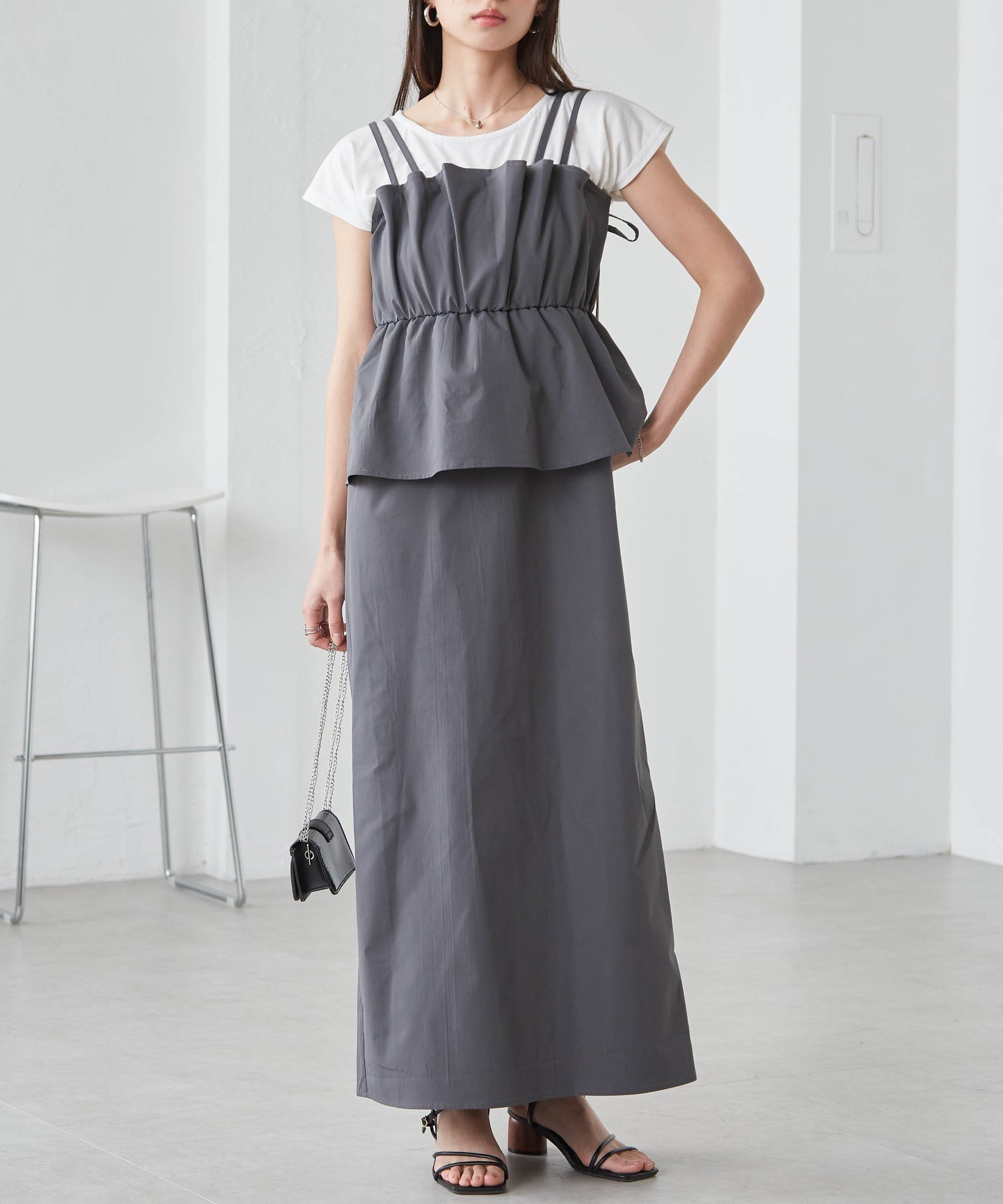 【ラナン/Ranan】のRanan/Wストラップドッキングワンピース 人気、トレンドファッション・服の通販 founy(ファニー) 　ファッション　Fashion　レディースファッション　Ladies' Fashion Online　ワンピース　Dress　カットソー　Cut And Sew　ギャザー　Gather　スリーブ　Sleeve　トレンド　Trend　ドッキング　Docking　ビスチェ　Bustier　フェミニン　Feminine　フレンチ　French　ポケット　Pocket　羽織　Haori　ラップ　Wrap　リボン　Ribbon　ロング　Long　 other-1|ID: prp329100004527508 ipo3291000000032518608