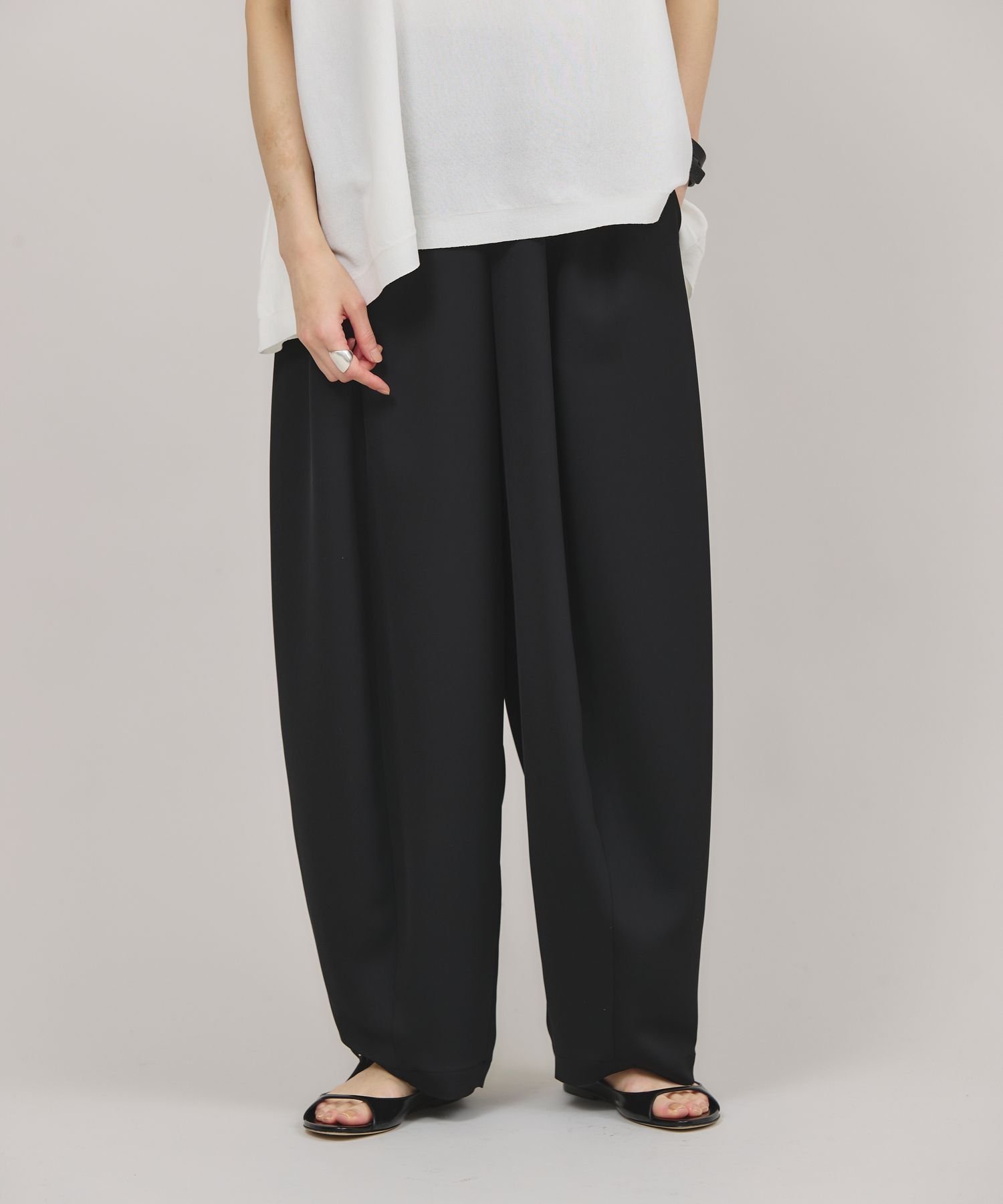 【カレンソロジー/Curensology】のフォールドロストパンツ インテリア・キッズ・メンズ・レディースファッション・服の通販 founy(ファニー) 　ファッション　Fashion　レディースファッション　Fashion for Women　パンツ　Pants & Trousers　ウォッシャブル　Machine Washable　エレガント 上品　Elegant　ダブル　Double, Double-Breasted　ドレープ　Drape, Draping Fabric　夏　Summer　定番　Standard, Basic Item　日本製　Made In Japan　ブラック09|ID: prp329100004527516 ipo3291000000032658039