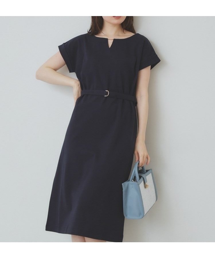 【インデックス/INDEX】の《5色展開/XS-3Lサイズ》Iラインシルエットワンピース【UV/接触冷感/洗濯機洗い可】 インテリア・キッズ・メンズ・レディースファッション・服の通販 founy(ファニー) 　ファッション　Fashion　レディースファッション　WOMEN　ワンピース　Dress　スマート　Smart　センター　Center　ポケット　Pocket　ネイビー|ID: prp329100004527540 ipo3291000000032300511