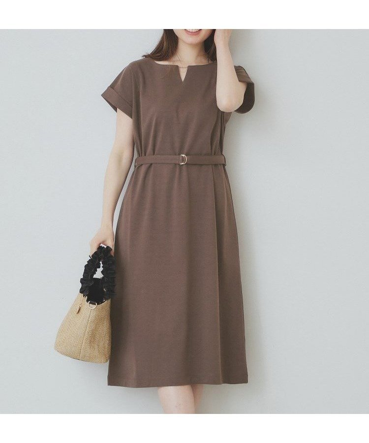 【インデックス/INDEX】の《5色展開/XS-3Lサイズ》Iラインシルエットワンピース【UV/接触冷感/洗濯機洗い可】 インテリア・キッズ・メンズ・レディースファッション・服の通販 founy(ファニー) 　ファッション　Fashion　レディースファッション　WOMEN　ワンピース　Dress　スマート　Smart　センター　Center　ポケット　Pocket　ブラウン|ID: prp329100004527540 ipo3291000000032300513