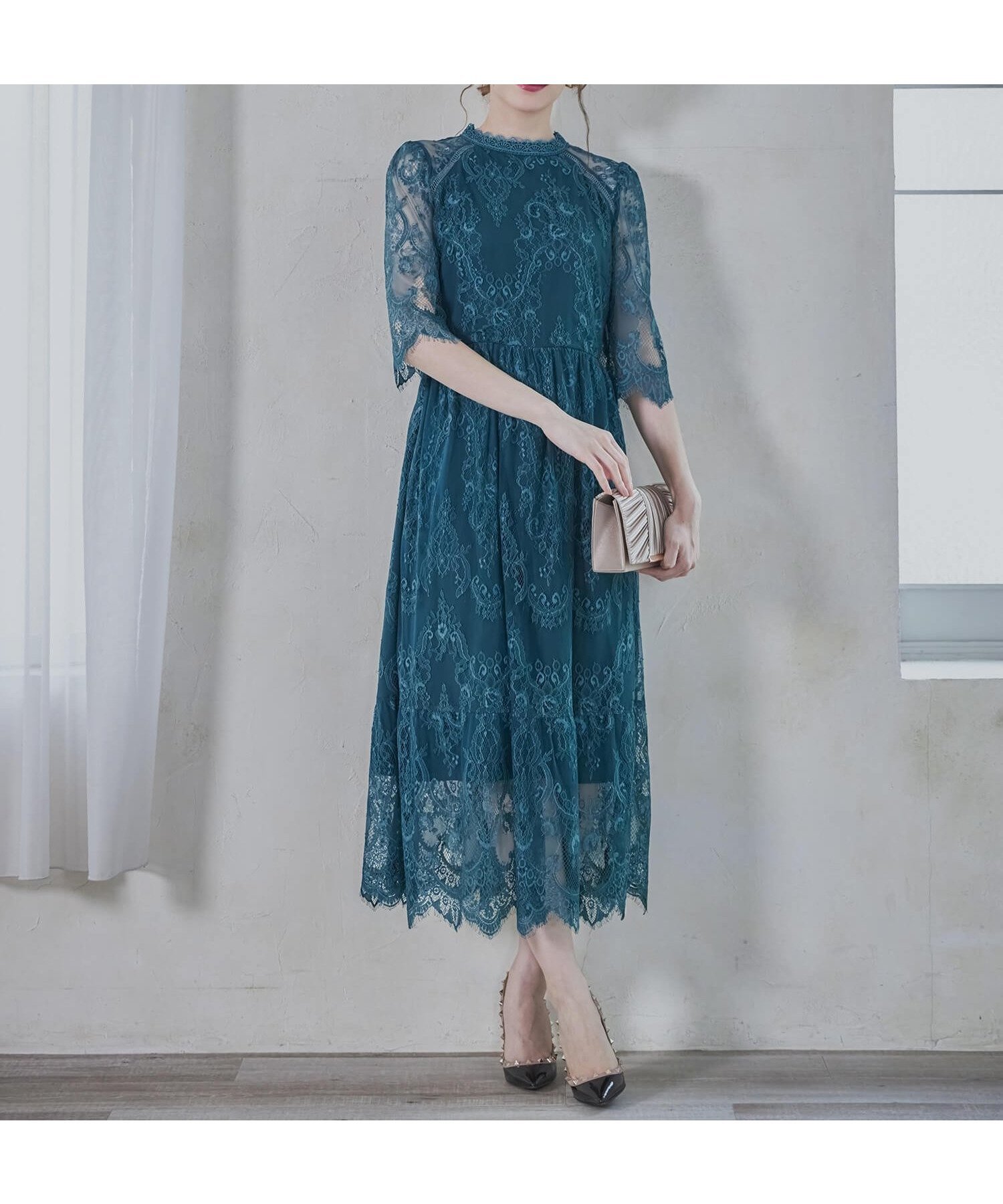 【ドレス/DRESS+】のレーススタンドカラーワンピースドレスパーティードレス インテリア・キッズ・メンズ・レディースファッション・服の通販 founy(ファニー) 　ファッション　Fashion　レディースファッション　WOMEN　ワンピース　Dress　ドレス　Party Dresses　オケージョン　Occasion　スタンド　Stand　トレンド　Trend　フォーマル　Formal　ミモレ　Mimore　ラグジュアリー　Luxury　ラベンダー　Lavender　レース　Race　おすすめ　Recommend　エレガント 上品　Elegant　セレモニー　Ceremony　入学式　Entrance Ceremony　卒業式　Graduation Ceremony　結婚式　Wedding Ceremony　披露宴　Wedding Reception　二次会　Wedding Party　グリーン|ID: prp329100004527576 ipo3291000000032017106