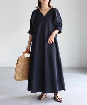 【リベリー/Riberry】のVネックパフスリーブワンピース【無地/ストライプ】 人気、トレンドファッション・服の通販 founy(ファニー) ファッション Fashion レディースファッション WOMEN ワンピース Dress 2025年 2025 2025春夏・S/S Ss,Spring/Summer,2025 おすすめ Recommend アクセサリー Accessories シューズ Shoes シンプル Simple ストライプ Stripe スリーブ Sleeve ダウン Down ロング Long 無地 Plain Color |ID:prp329100004527583