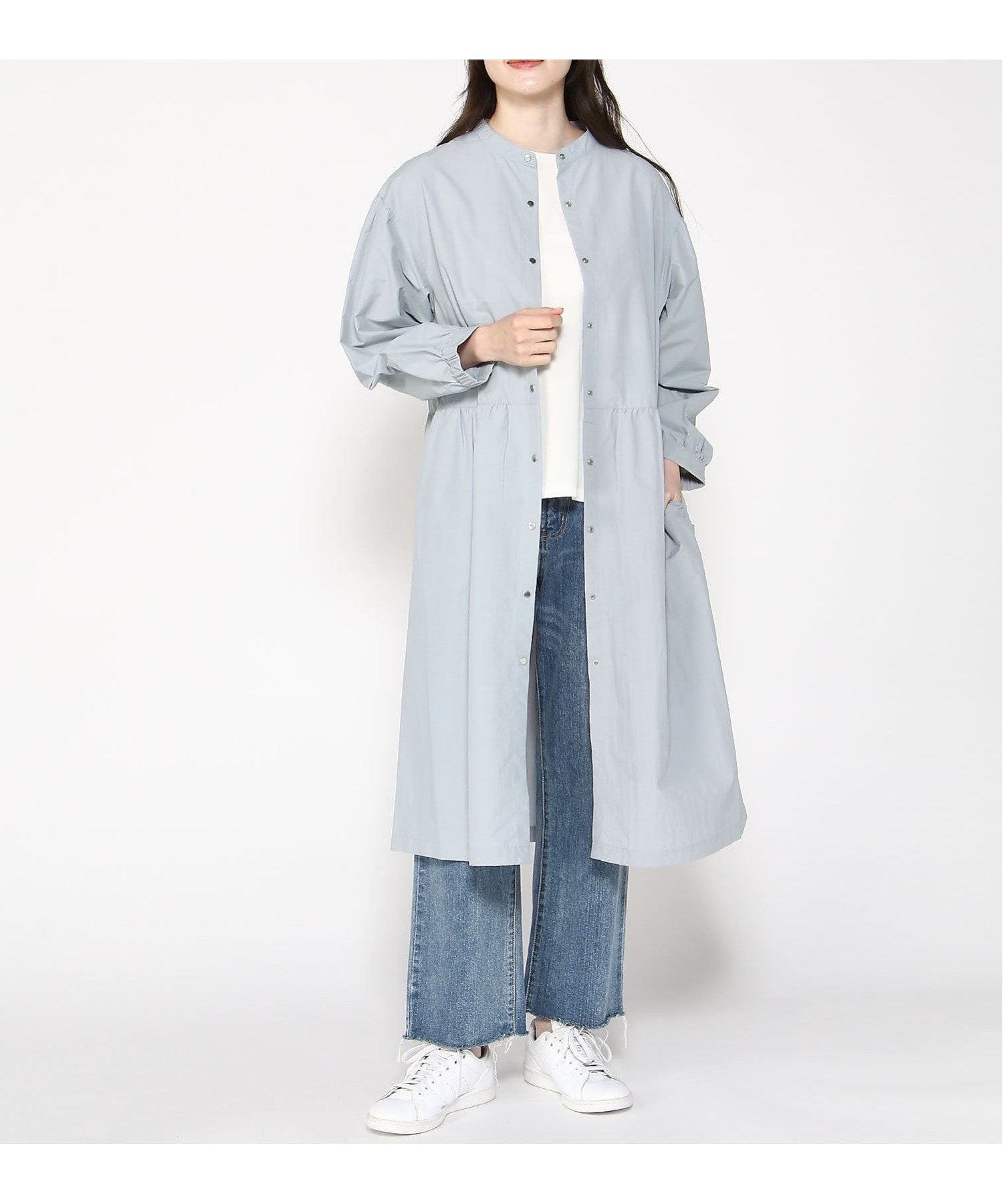 【クロコダイル/CROCODILE】のCROCODILEノーカラーウエスト切り替えライトコート 人気、トレンドファッション・服の通販 founy(ファニー) 　ファッション　Fashion　レディースファッション　WOMEN　アウター　Coat Outerwear　コート　Coats　 other-1|ID: prp329100004527597 ipo3291000000032017186