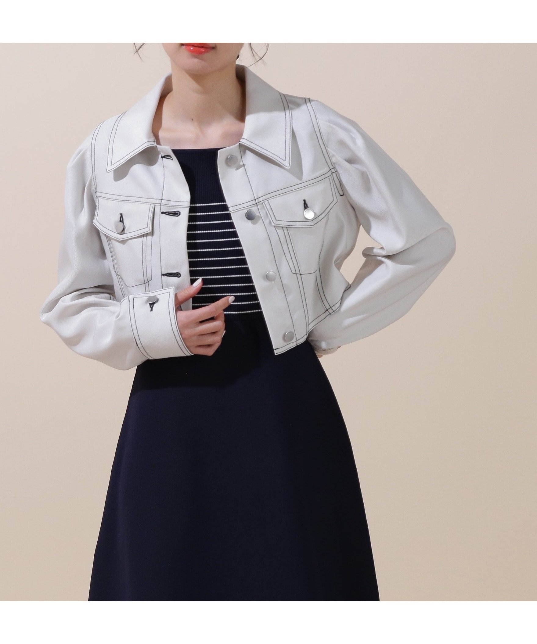 【その他のブランド/Other】のデニムライクGジャン インテリア・キッズ・メンズ・レディースファッション・服の通販 founy(ファニー) 　ファッション　Fashion　レディースファッション　WOMEN　アウター　Coat Outerwear　コンパクト　Compact　ショルダー　Shoulder　ジャケット　Jacket　デニム　Denim　バランス　Balance　エクリュ1|ID: prp329100004527600 ipo3291000000032017203