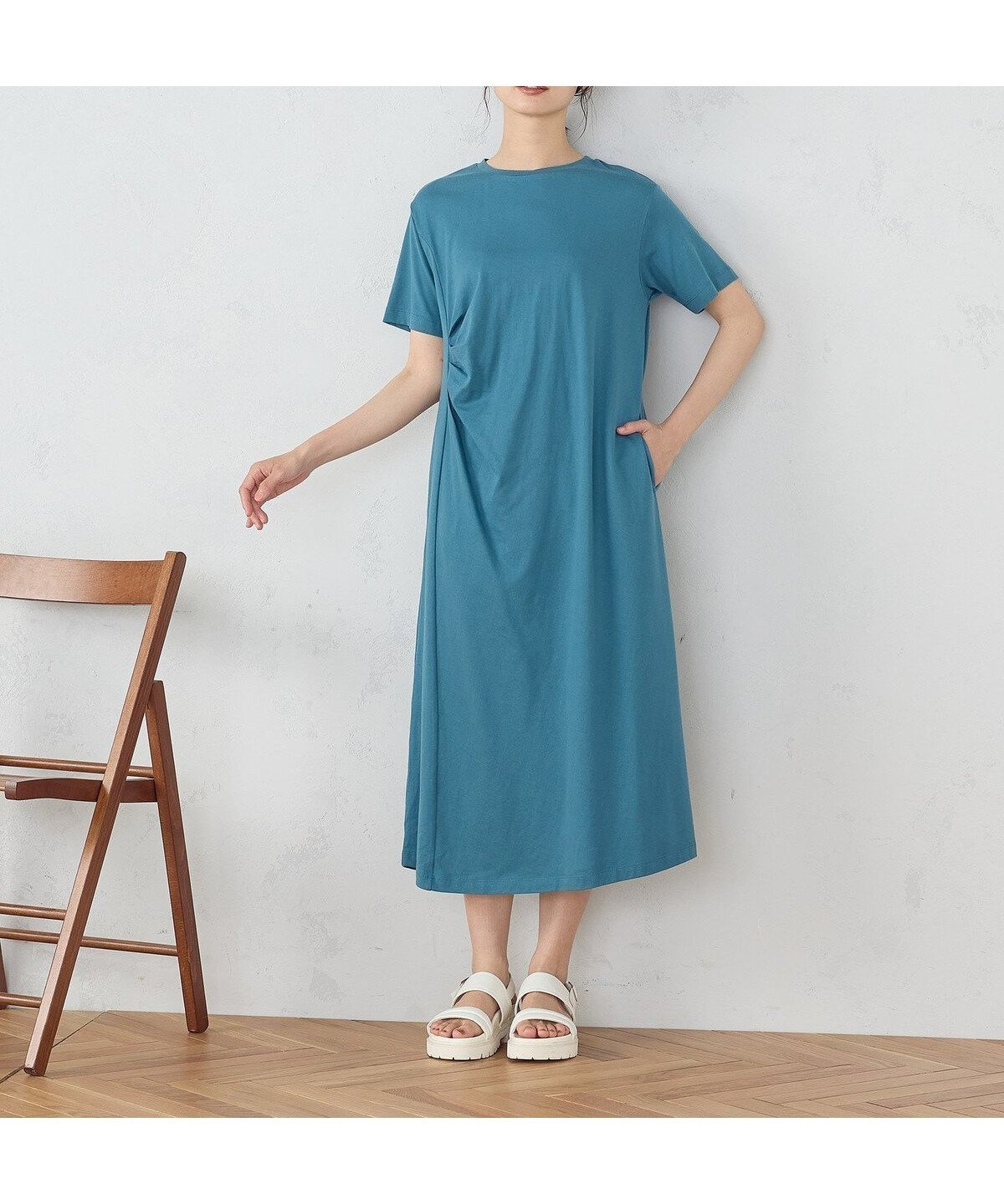 【コムサイズム/COMME CA ISM】のアシンメトリーデザイン Tワンピース インテリア・キッズ・メンズ・レディースファッション・服の通販 founy(ファニー) 　ファッション　Fashion　レディースファッション　WOMEN　ワンピース　Dress　シンプル　Simple　フレア　Flare　ポケット　Pocket　夏　Summer　ターコイズ|ID: prp329100004527603 ipo3291000000032252694