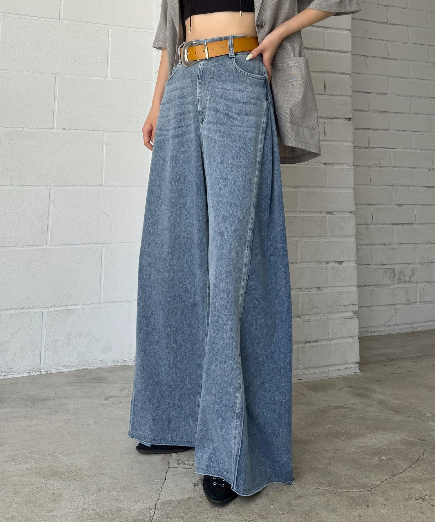 【ページボーイ/PAGEBOY】のワイドフリーカットデニム【裾から15cmまでセルフカット可能】 人気、トレンドファッション・服の通販 founy(ファニー) 　ファッション　Fashion　レディースファッション　Ladies' Fashion Online　カットソー　Cut And Sew　デニム　Denim　ワイド　Wide　夏　Summer　 other-1|ID: prp329100004527651 ipo3291000000032665483