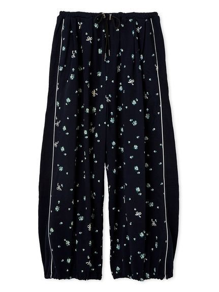 【ファーファー/FURFUR】の【限定カラー】フラワープリントスウェットワイドパンツ インテリア・キッズ・メンズ・レディースファッション・服の通販 founy(ファニー) 　ファッション　Fashion　レディースファッション　WOMEN　パンツ　Pants　ギャザー　Gather　プリント　Print　リボン　Ribbon　ワイド　Wide　NVY[089]|ID: prp329100004527658 ipo3291000000032017433