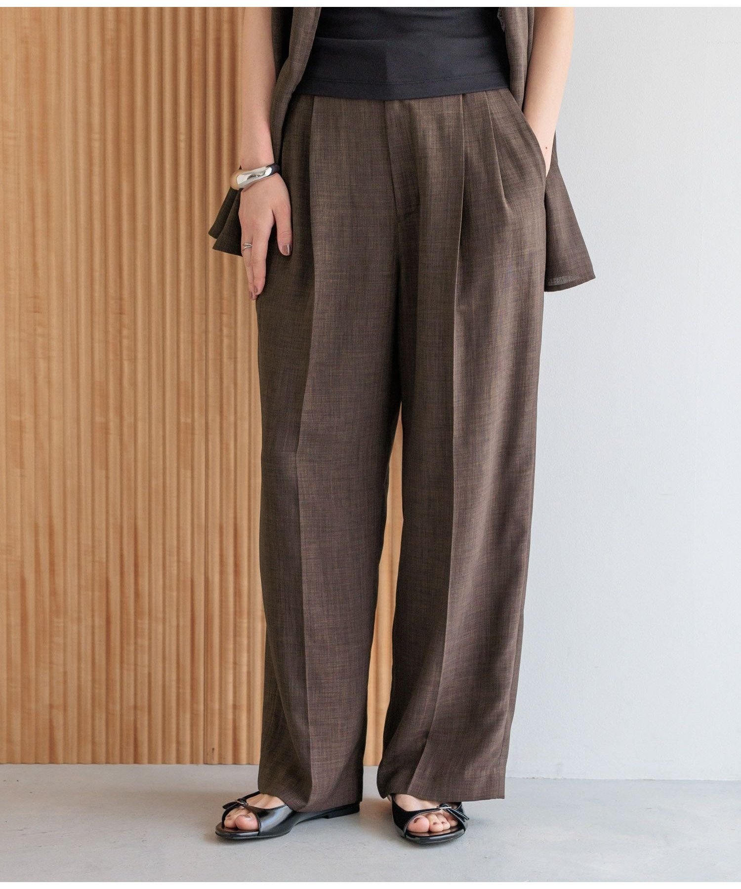 【ローリーズファーム/LOWRYS FARM】のバスケットワイドパンツ インテリア・キッズ・メンズ・レディースファッション・服の通販 founy(ファニー) 　ファッション　Fashion　レディースファッション　Fashion for Women　パンツ　Pants & Trousers　おすすめ　Recommended / Our Picks　セットアップ　Set-Up, Coordinated Outfit　ワイド　Wide, Wide Fit　ブラウン|ID: prp329100004527661 ipo3291000000032748170