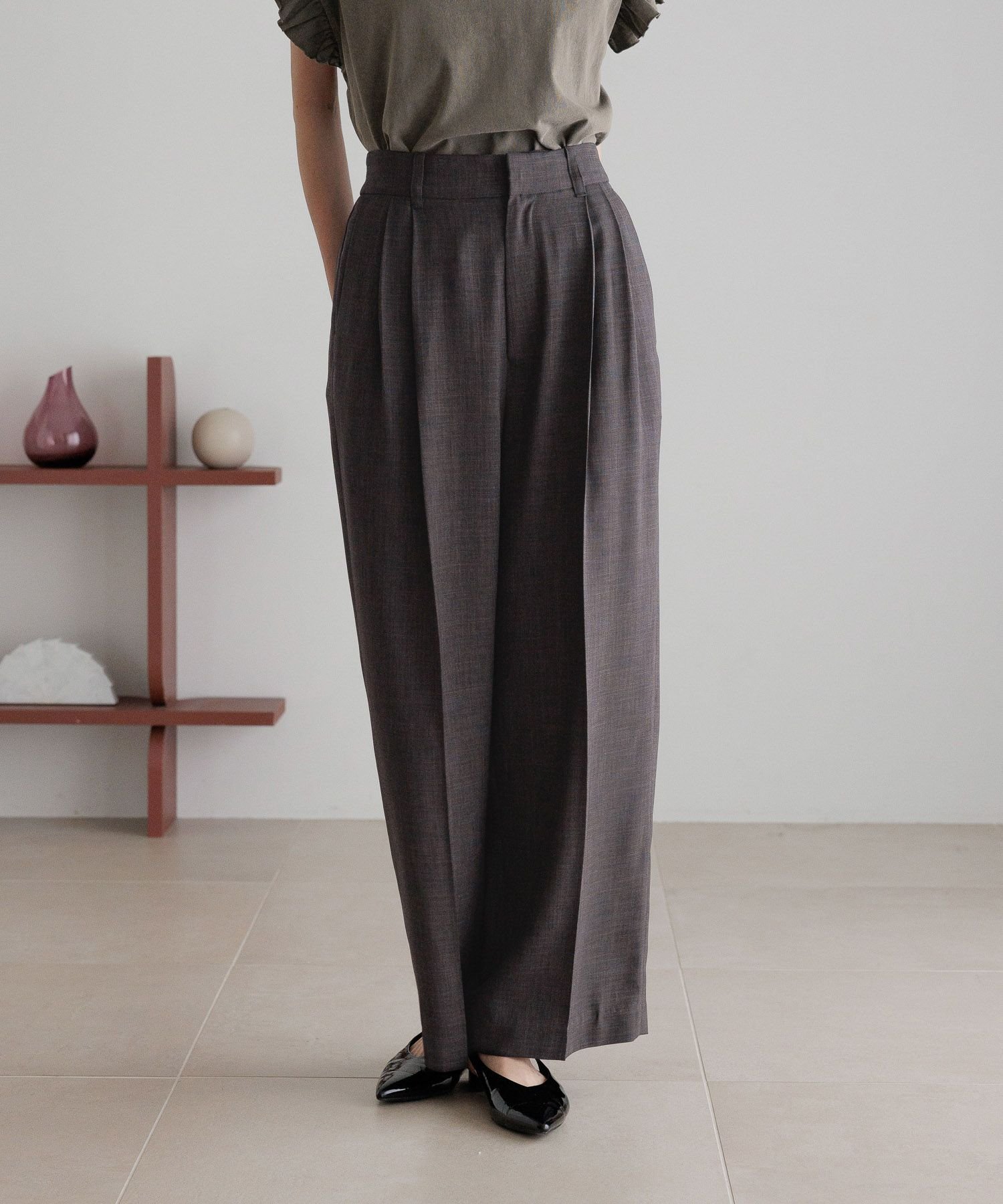 【ローリーズファーム/LOWRYS FARM】のバスケットワイドパンツ インテリア・キッズ・メンズ・レディースファッション・服の通販 founy(ファニー) 　ファッション　Fashion　レディースファッション　Fashion for Women　パンツ　Pants & Trousers　おすすめ　Recommended / Our Picks　セットアップ　Set-Up, Coordinated Outfit　ワイド　Wide, Wide Fit　チャコールグレー|ID: prp329100004527661 ipo3291000000032748174